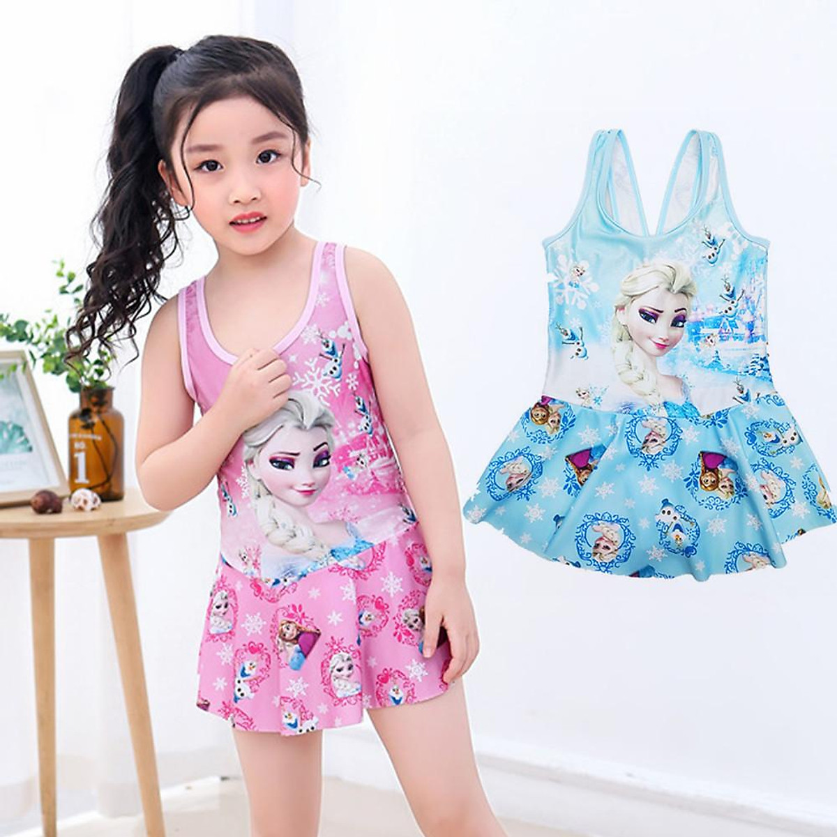 Mua Kid Girl Swimwear Jumpsuit Sling Dress Cartoon Princess Swimsuit Beach Wear for 2-9Y Mua Kid Girl Swimwear Jumpsuit Sling Dress Cartoon Princess Swimsuit Beach Wear for 2-9Y