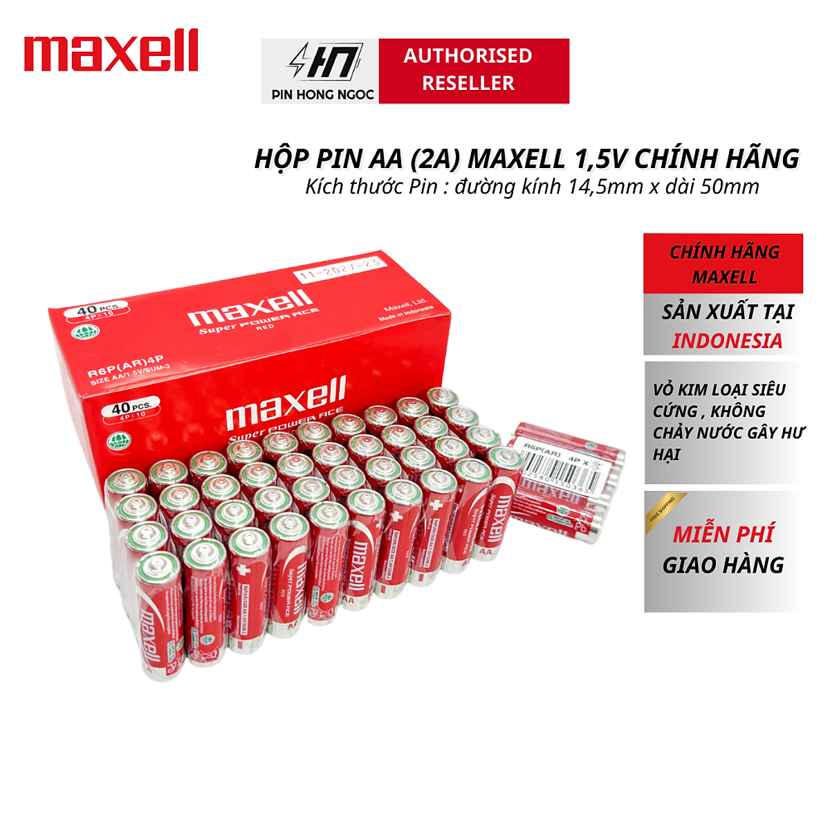 HỘP PIN MAXELL 40 VIÊN PIN AA - HÀNG CHÍNH HÃNG