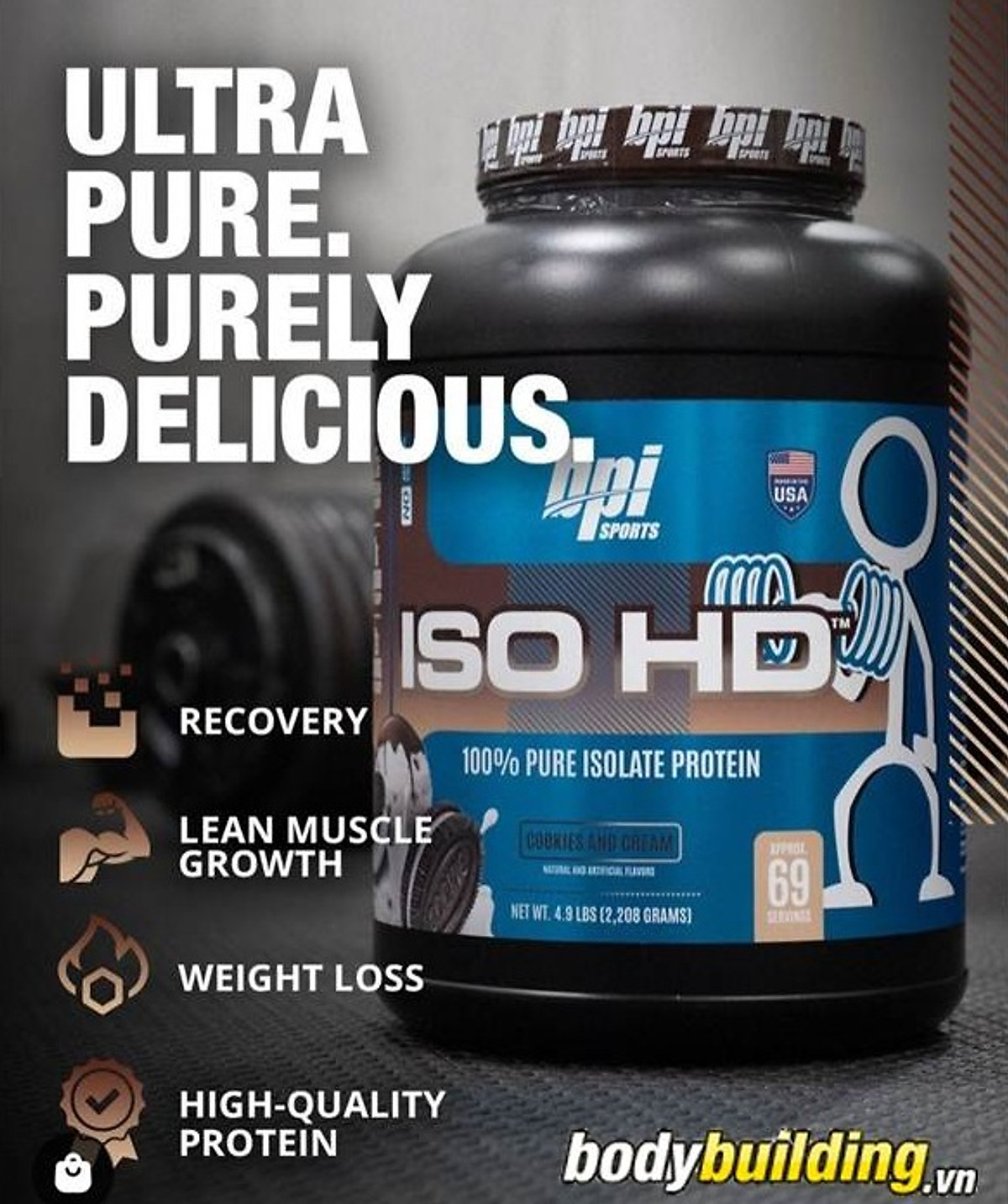 Sữa tăng cơ BPI Sports Iso HD 100% Pure Isolate Protein 2.2kg