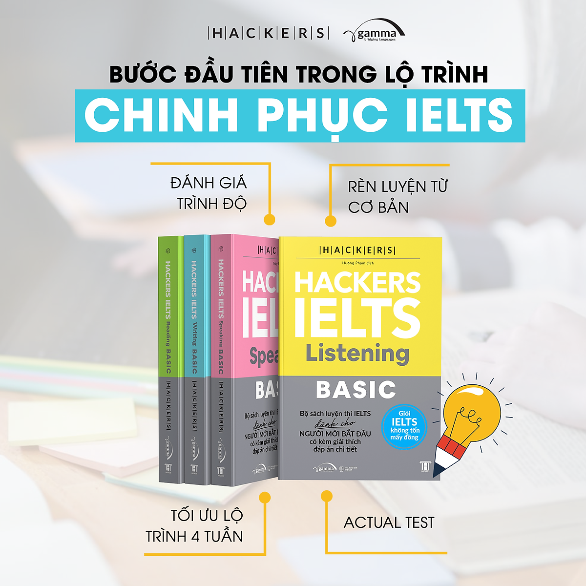 Combo 4 Cuốn: Bộ Hackers IELTS Basic