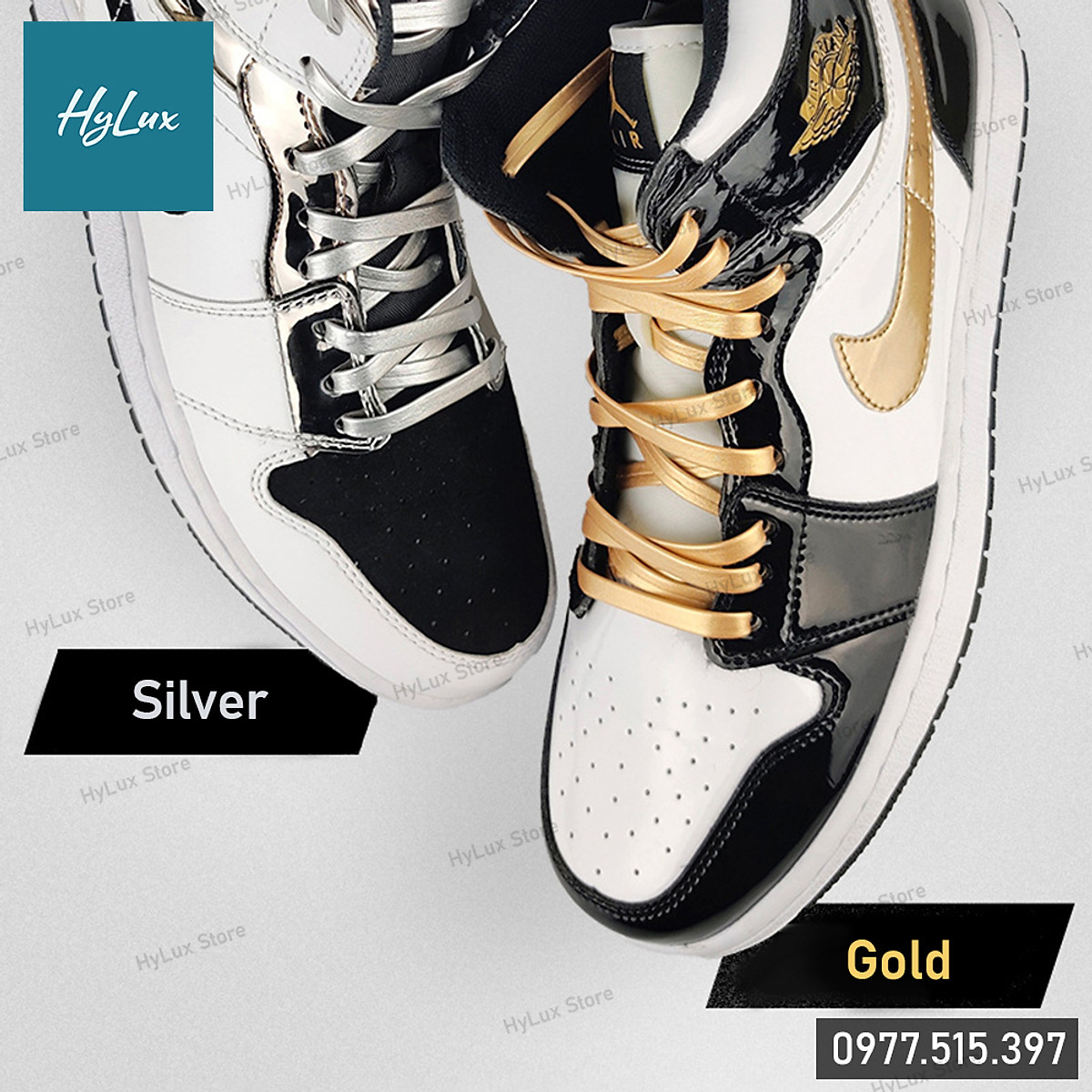 Dây giày Gold (Vàng), Silver (Bạc) cho Air Force 1, Jordan 1 cao cấp