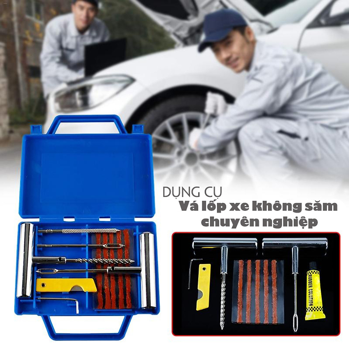 Mua Bộ Hộp Dụng Cụ Vá Lốp Xe Lốp Không Săm Vá Lụi vá ngoài Bằng Thép  Không Gỉ Cho Xe Oto Xe Hơi Và Xe Máy tại TS HCM STORE