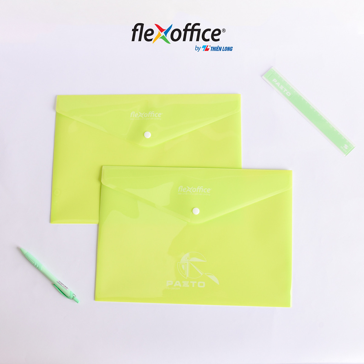 Combo 10 Bìa nút Pazto màu Pastel A4 Thiên Long Flexoffice FO-CBF009 - Màu ngẫu nhiên