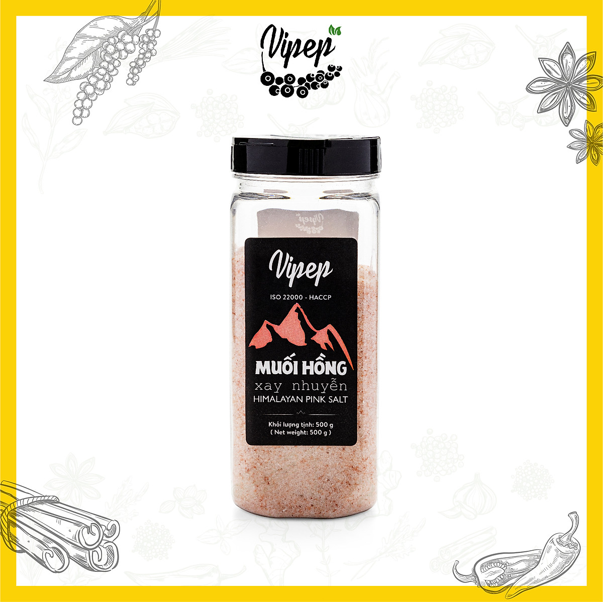 Muối Hồng Himalaya Xay Nhuyễn Vipep Hũ Nhựa 500g