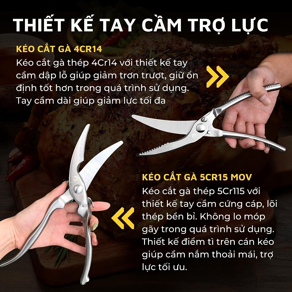 Kéo cắt gà DandiHome thép liền khối cao cấp 2020