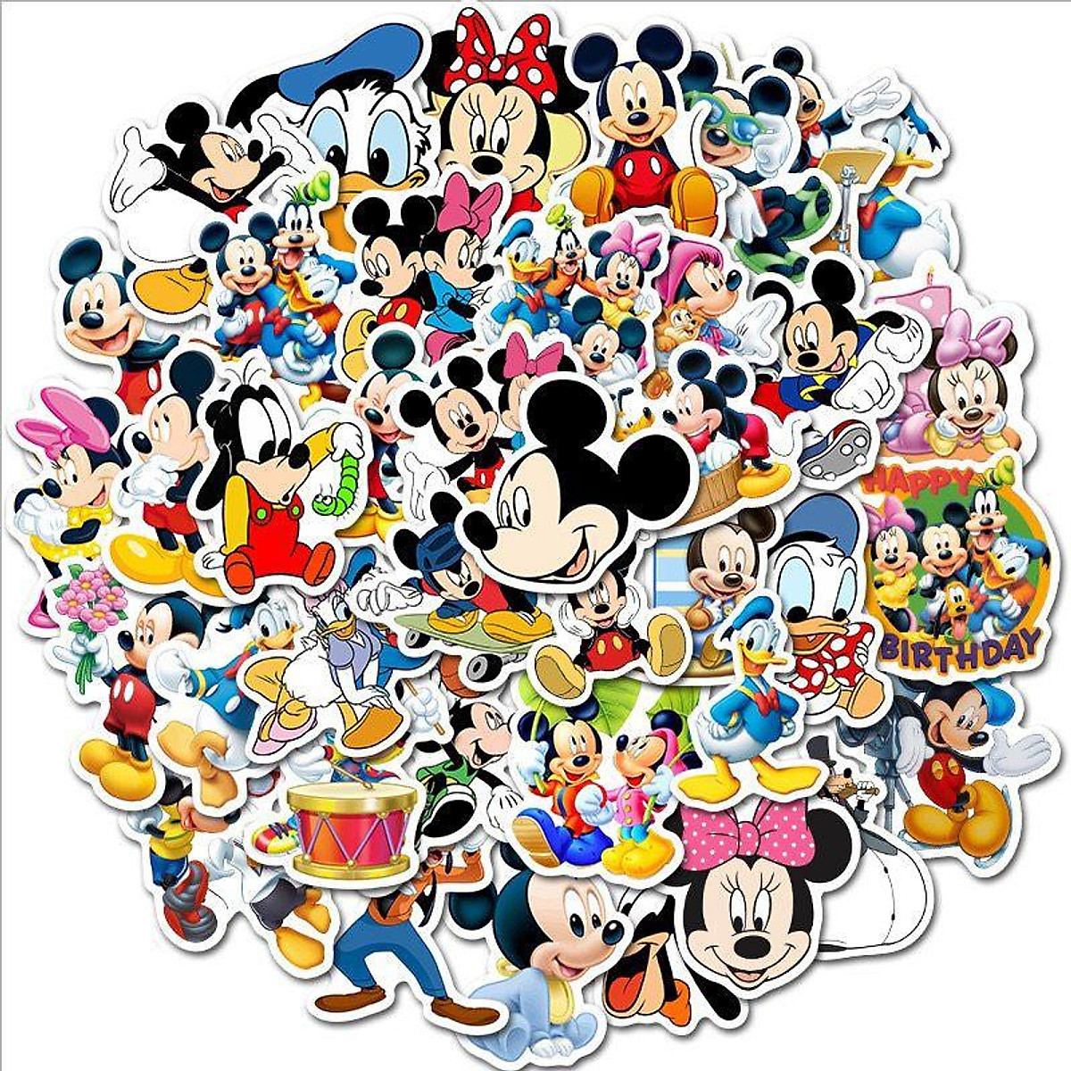 Set 50 sticker hình Mickey dễ thương chống thấm nước, bóc dán dễ dàng