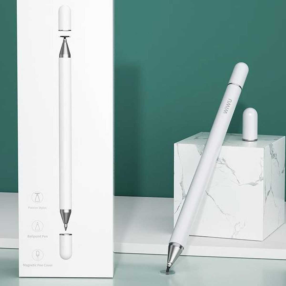 Bút cảm ứng Wiwu Pencil Pro cho iPad viết vẽ nghiêng hơn 60 độ, chống tì  tay như Apple Pencil, hút nam châm