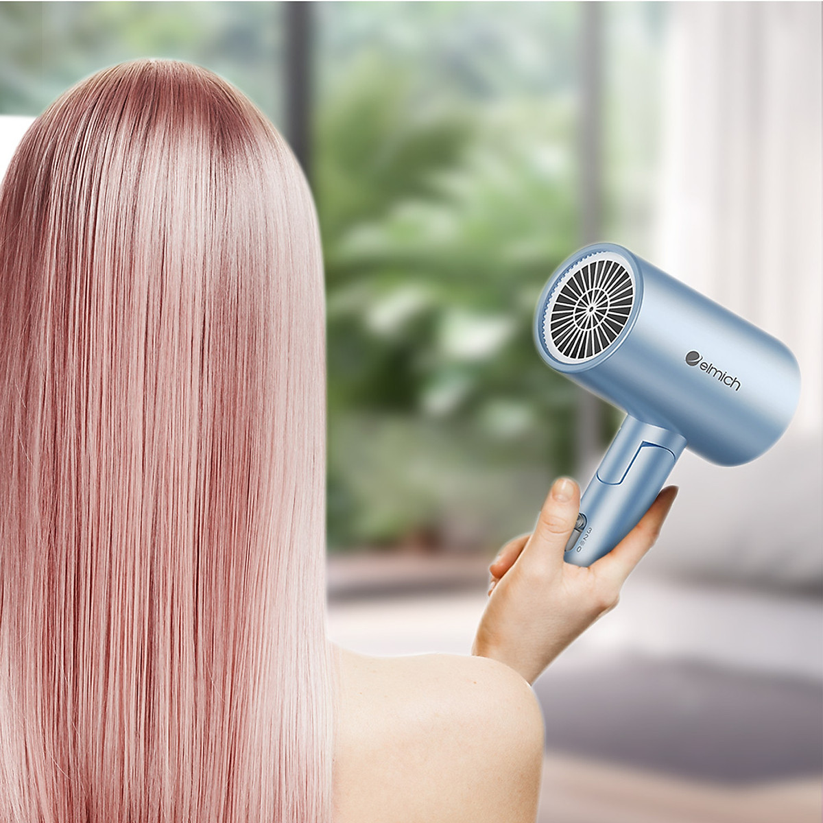 Máy sấy tóc công nghệ ion Elmich HDE-8591, công suất 1900W, tay cầm gấp gọn tiện dụng, sấy ion với mật độ lên tới 1,2 triệu ion/m3 kèm lực gió khỏe - Hàng Chính Hãng