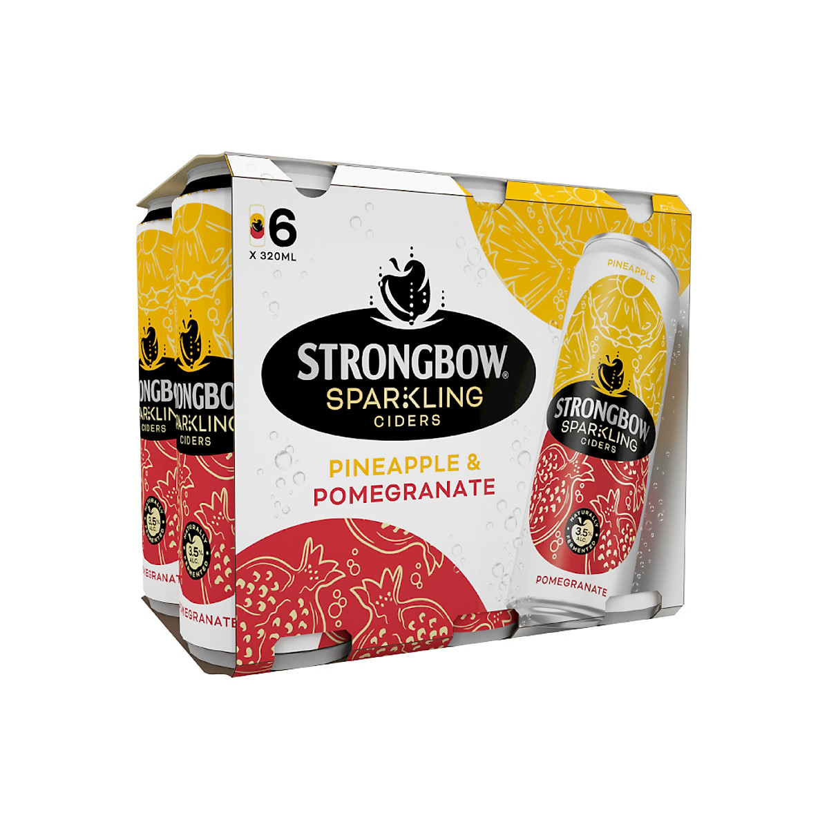 Lốc 6 Lon Nước Trái Cây Lên Men Strongbow Vị Thơm Và Lựu 320ml