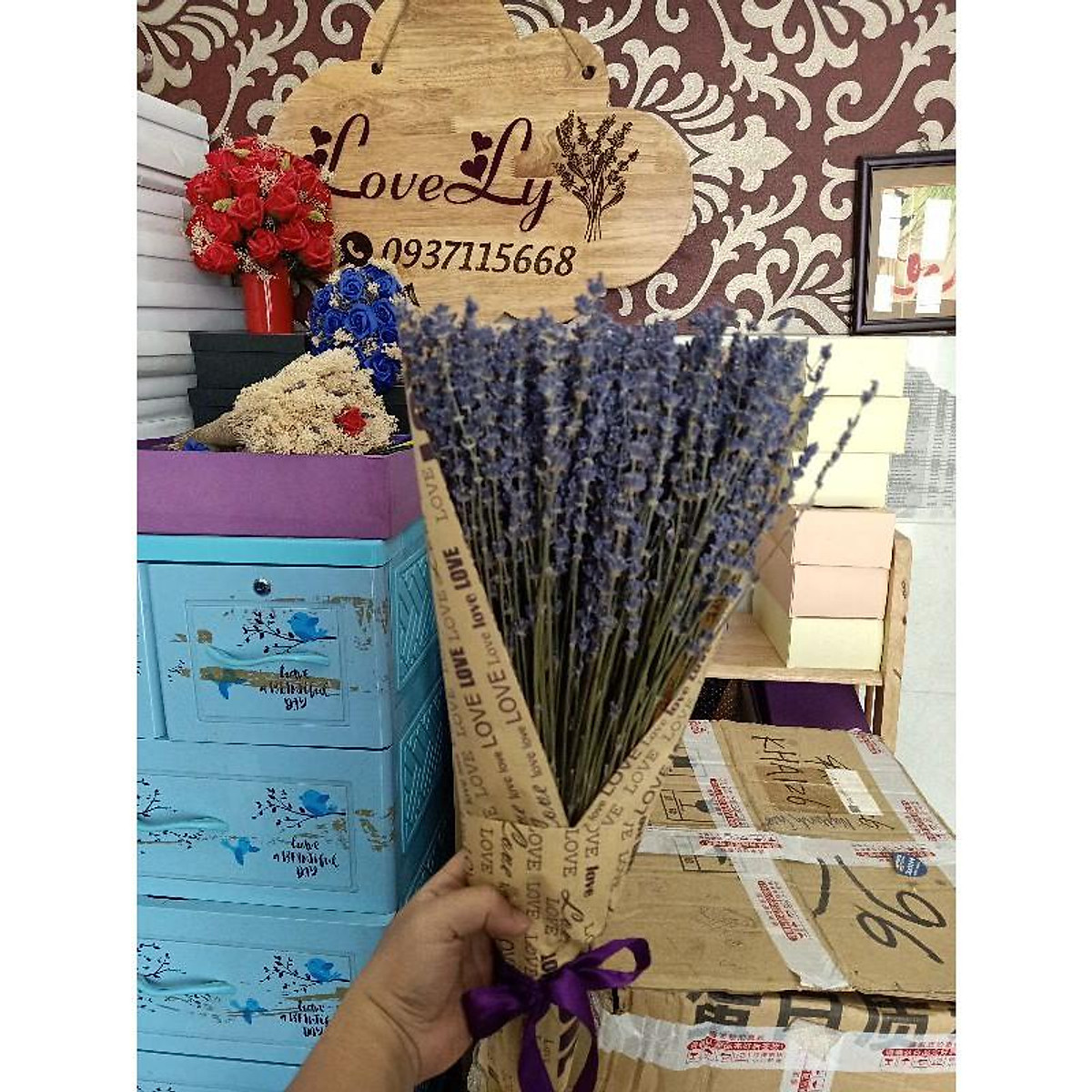 Bó hoa lavender oải hương khô 400 cành tím nhập Pháp - Hoa trang trí