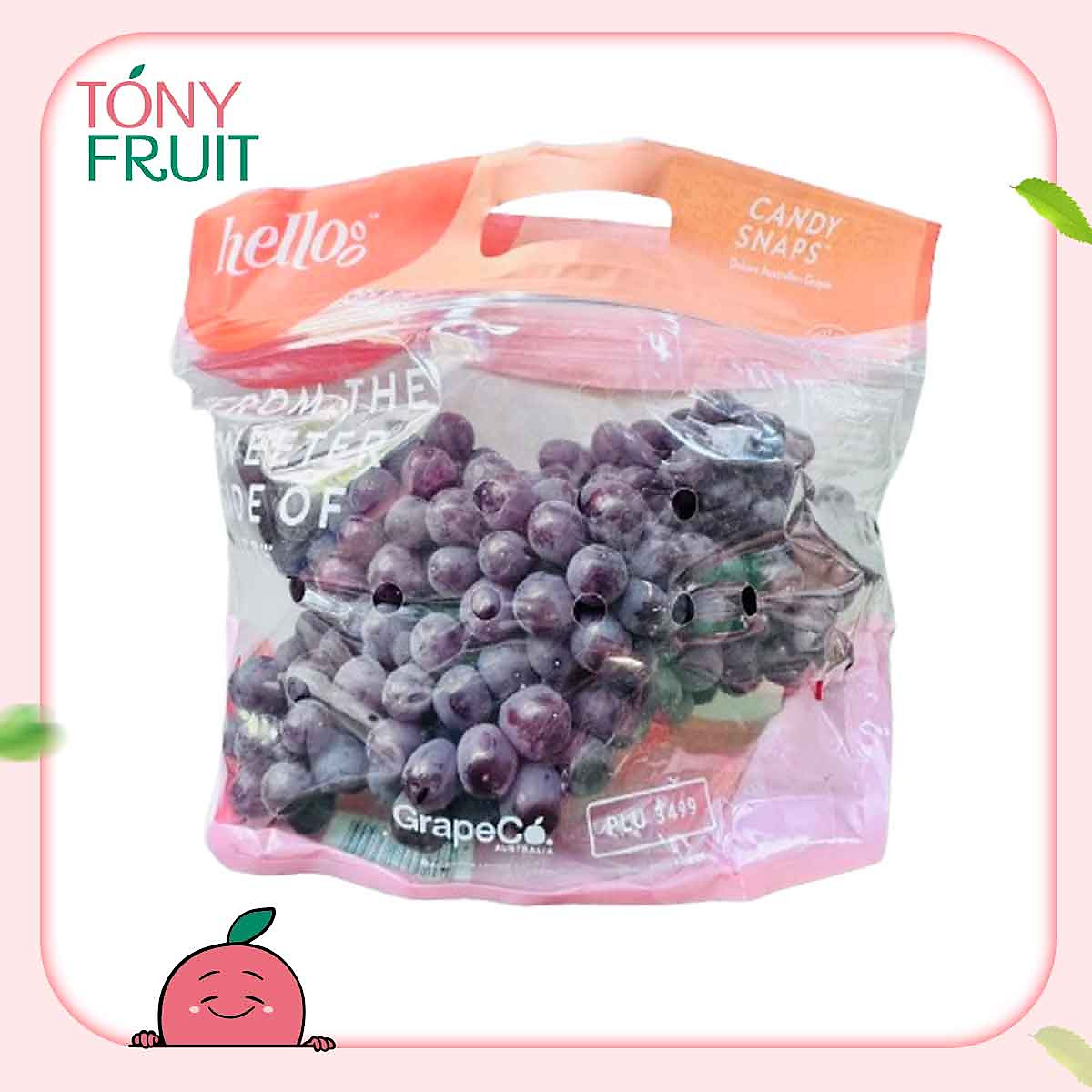 Trái Cây Tươi Nho Kẹo Đỏ Candy Snaps Hello Úc Túi 1kg Trái Cây Nhập Khẩu