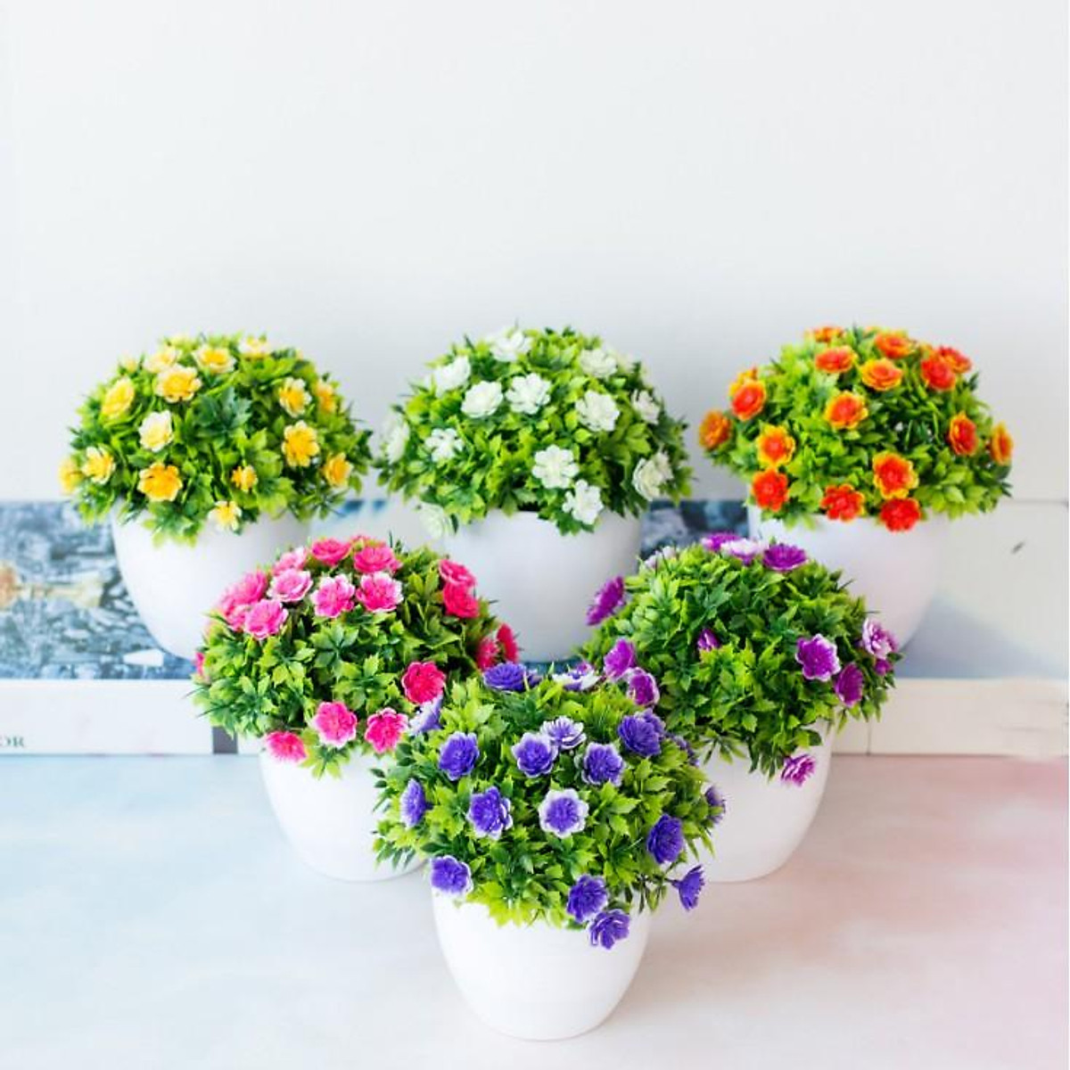 Hoa giả - Cây hoa nhân tạo để bàn trang trí nhiều mầu sắc - kèm chậu cắm Hoa Giả - Cây Hoa Nhân Tạo Để Bàn Trang Trí Nhiều Mầu Sắc - Kèm Chậu Cắm