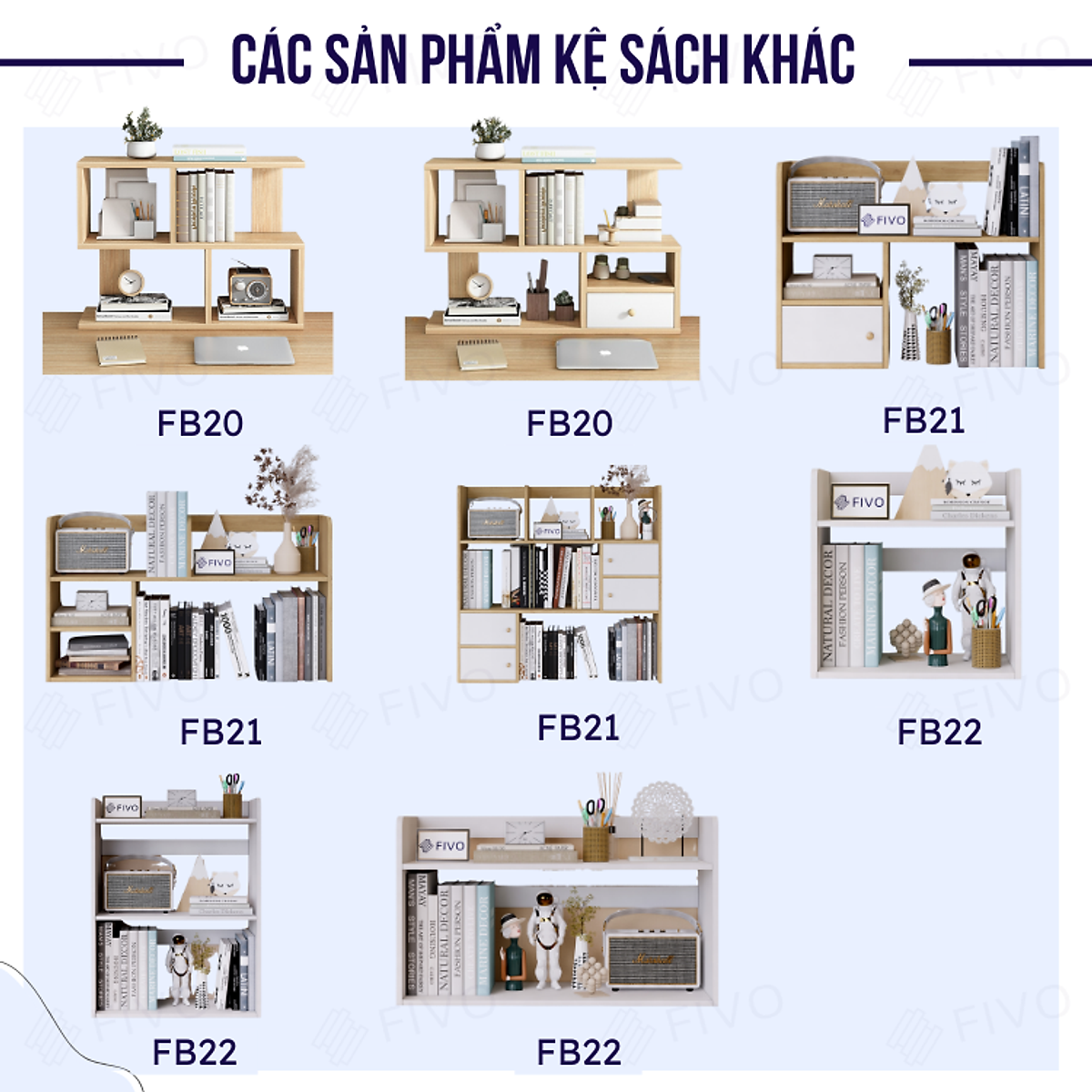 Kệ Sách Gỗ Tre Tự Nhiên Để Bàn Mini FB28 FIVO Dễ Lắp Ráp, Tiết Kiệm Diện Tích, Decor Trang Trí Bàn Học Và Bàn Làm Việc
