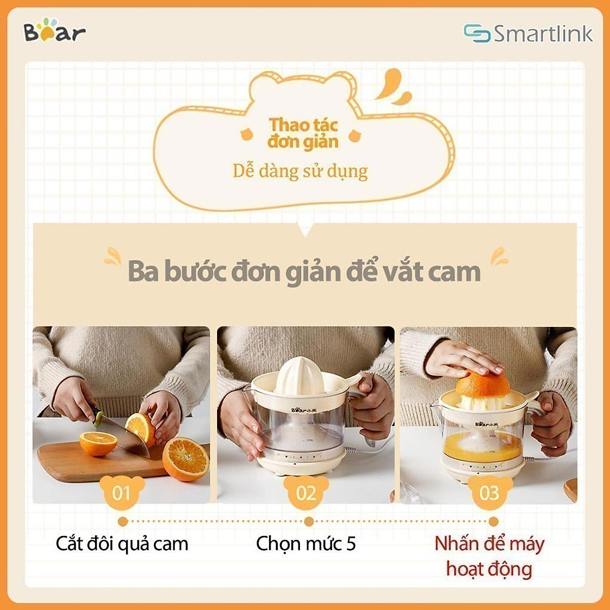 Máy ép cam tự động Bear CZJ-A04B1 30W - Hàng chính hãng