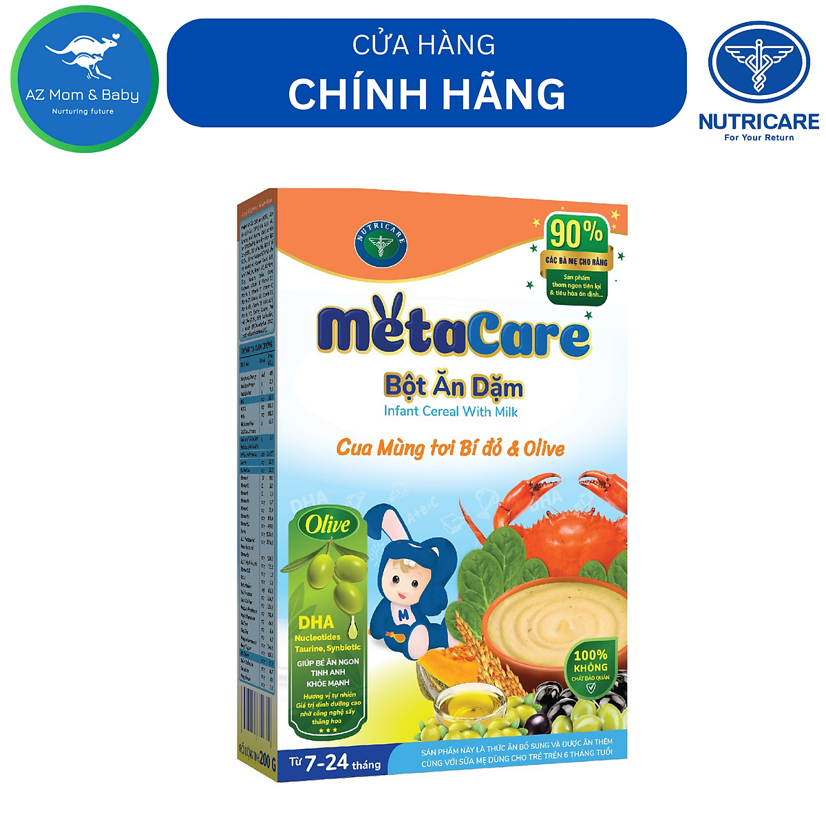 Bột ăn dặm Nutricare Metacare Cua mồng tơi bí đỏ olive (200g)