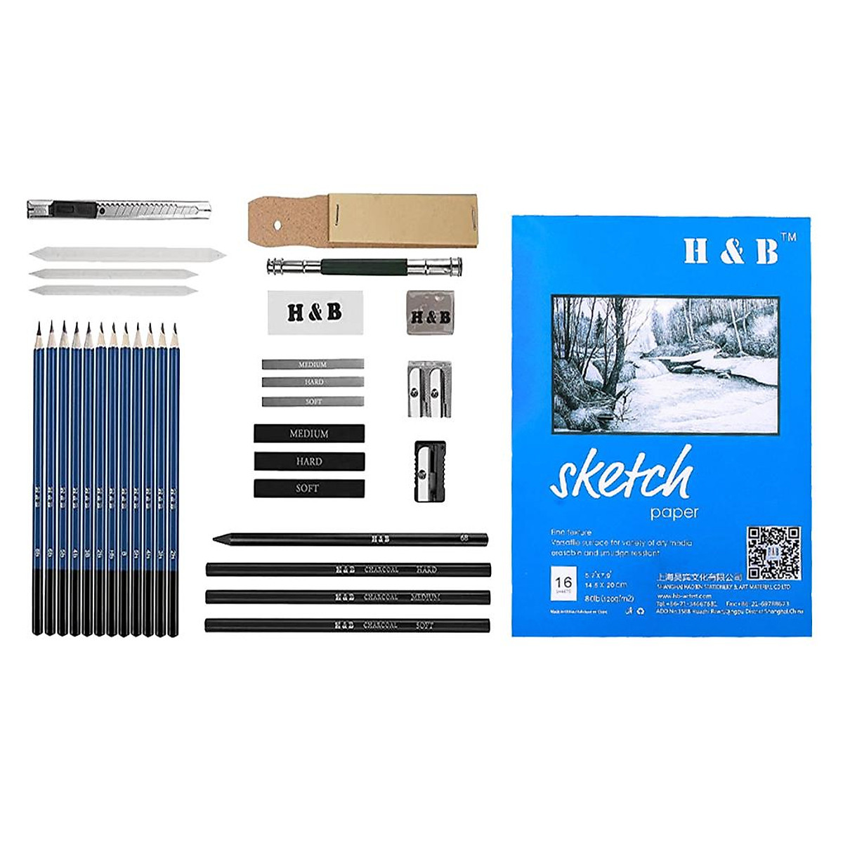 Pro Sketching Pencil Set Graphite Charcoal Pencil Drawing Tools Kit Art Set