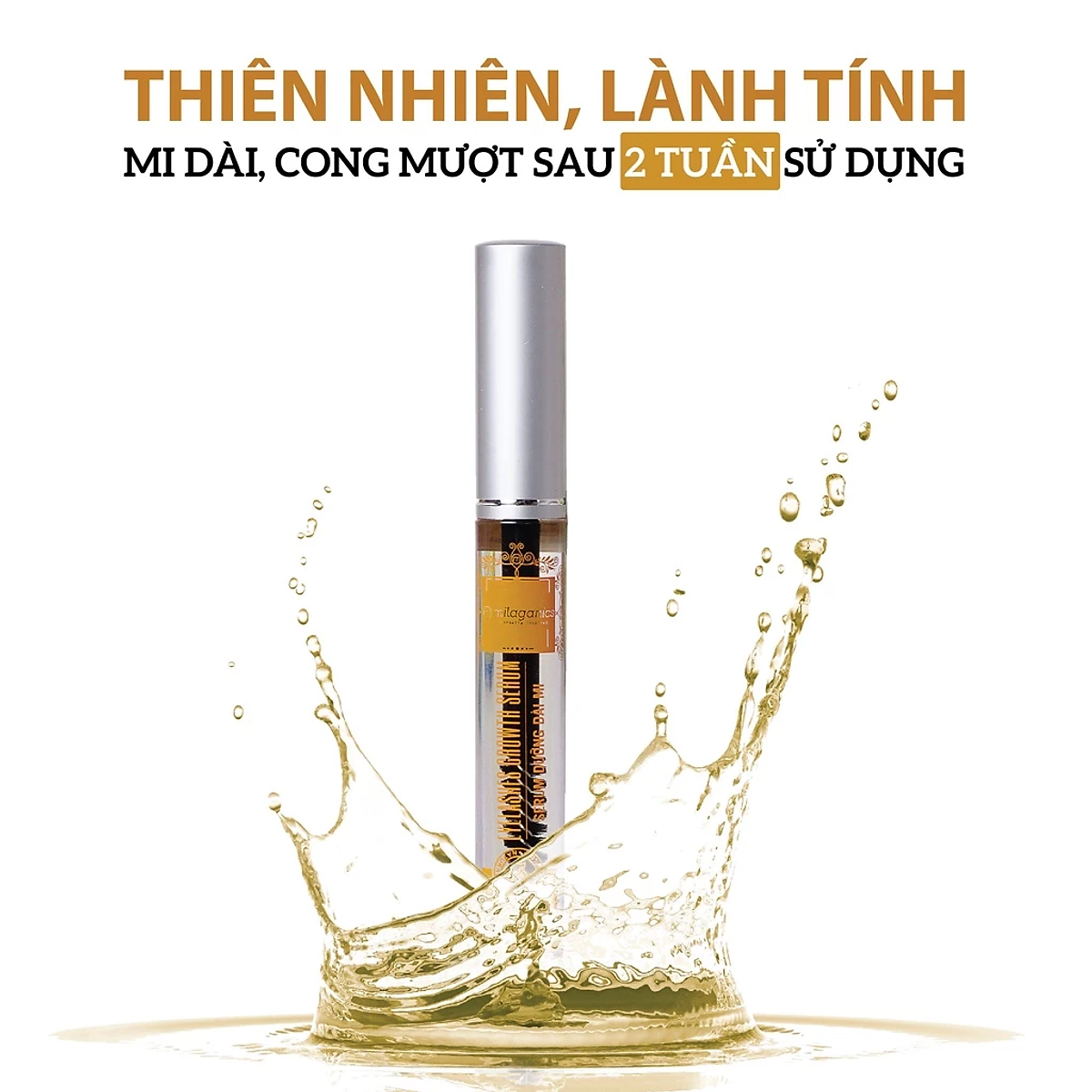 Serum dưỡng mi từ dầu nguyên chất (dừa, olive, argan) hiệu quả sau 3 tuần MILAGANICS 5ml (tuýp)