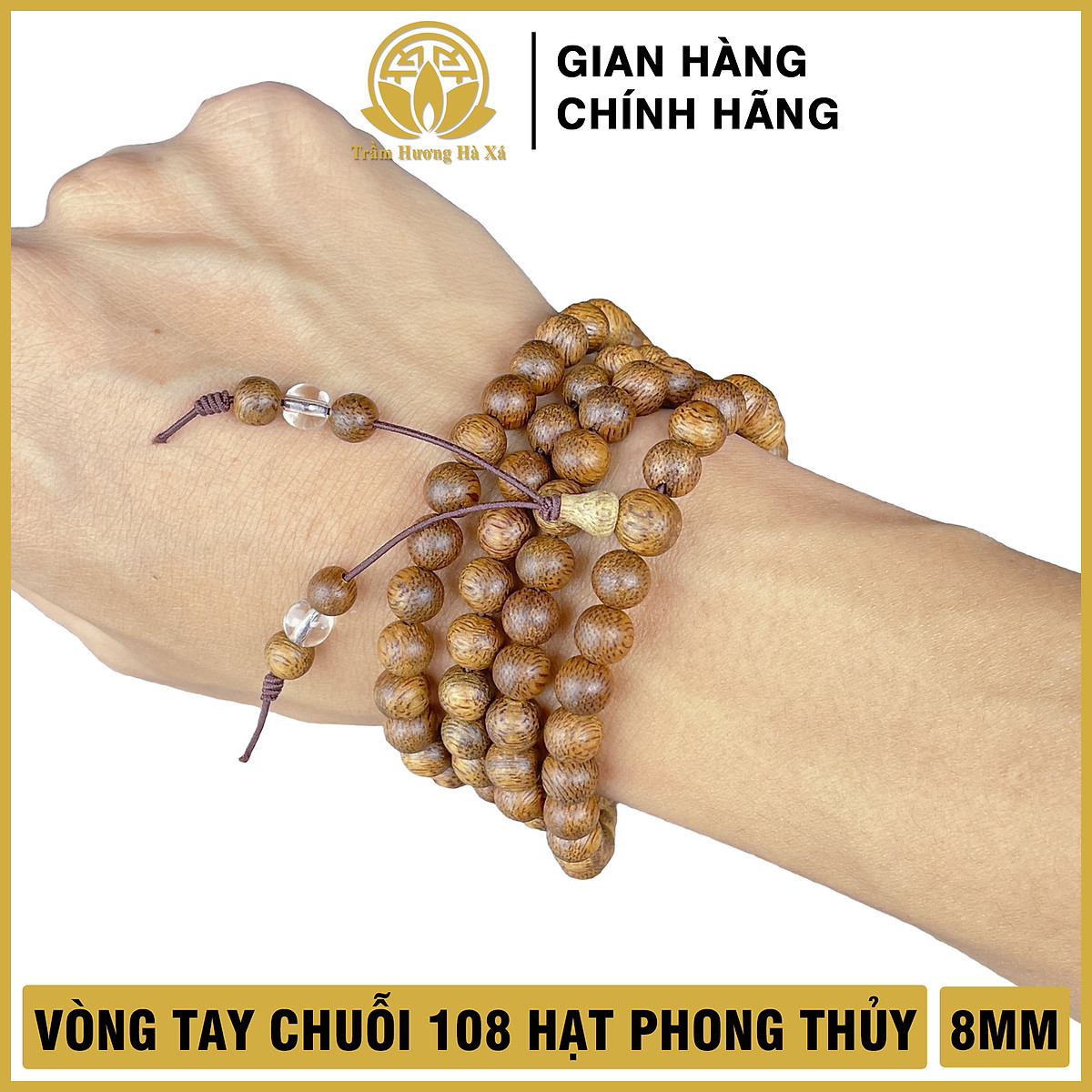 Vòng Tay Chuỗi Tràng 108 Hạt Phong Thủy Trầm Hương Hà Xá Vòng Đeo Tay Nam Nữ May Mắn Tài Lộc - Hạt 8Li =Tay 18-19Cm | Trầm Hương Hà Xá | Tiki