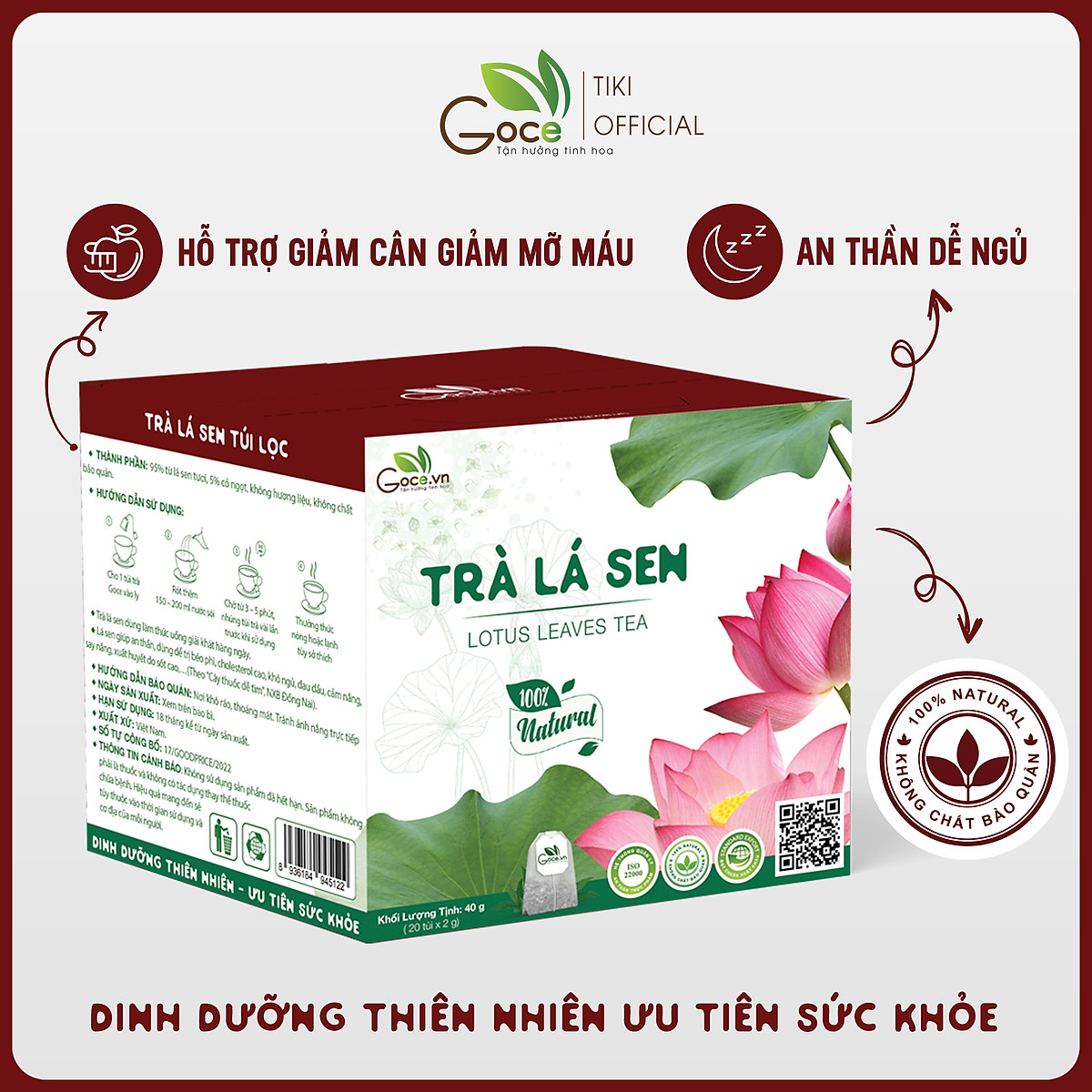 Trà lá sen túi lọc Goce - An thần dễ ngủ