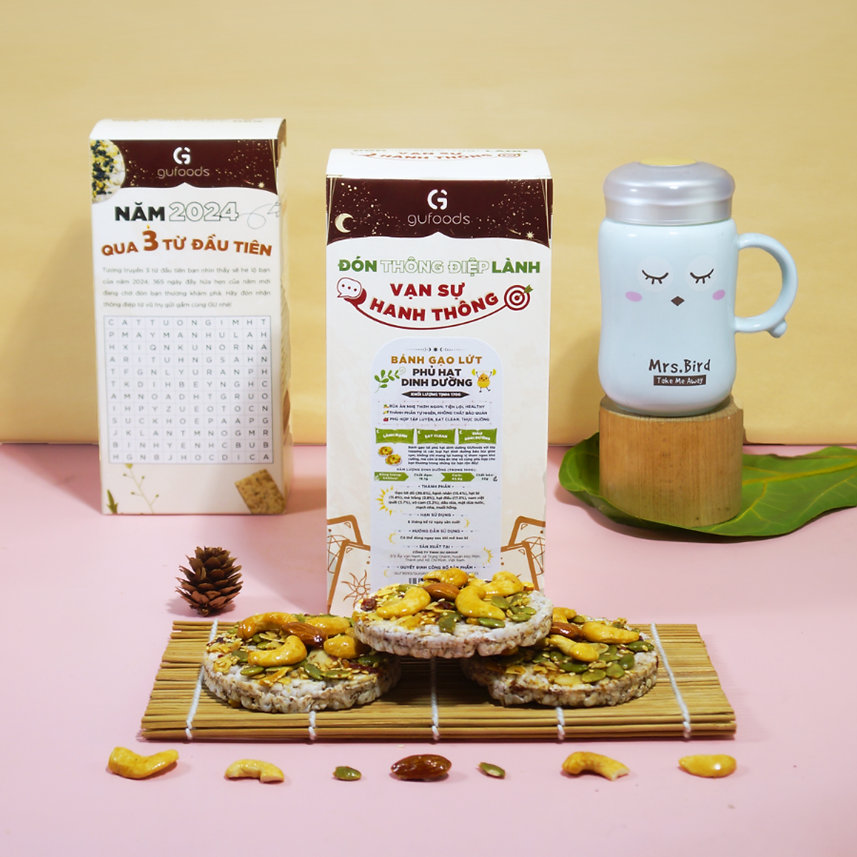 Bánh gạo lứt phủ granola siêu hạt GUfoods - Bữa ăn nhẹ tiện lợi, Giàu dinh dưỡng, Ăn vặt healthy, Nạp nhanh năng lượng, Ăn kiêng, Eat clean, Thuần chay