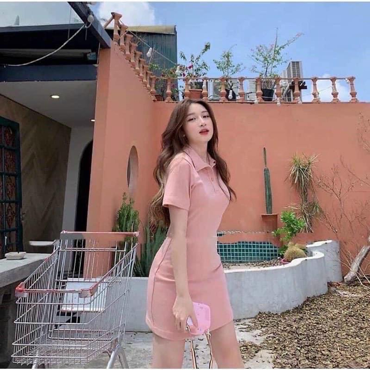 Đầm dáng suông polo chất cotton 4 chiều năng động