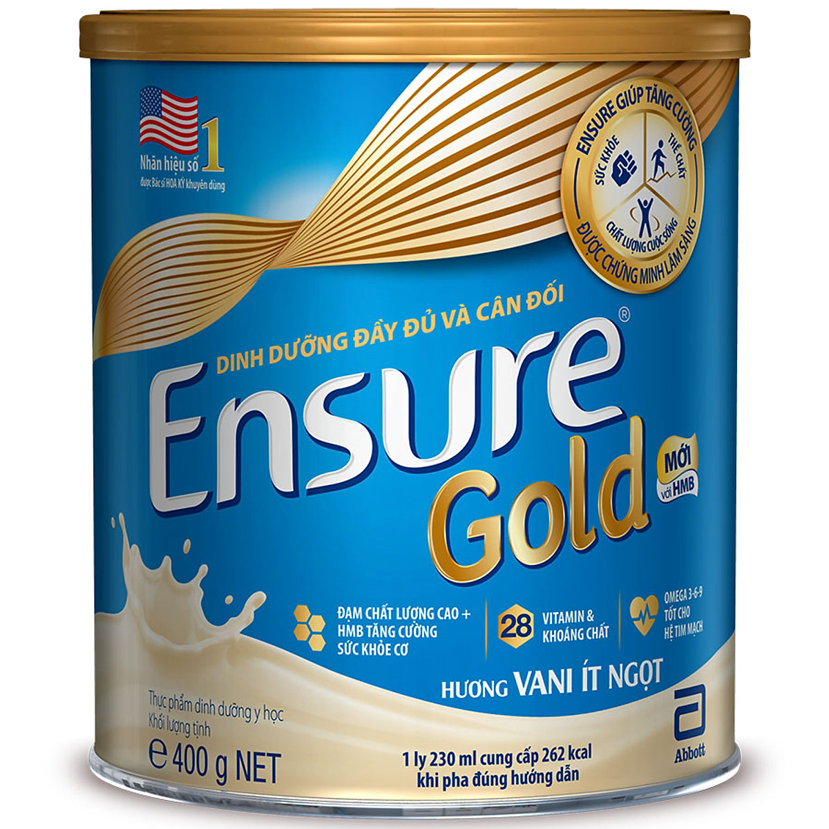 Sữa Bột Abbott Ensure Gold Vani Ít Ngọt 400g