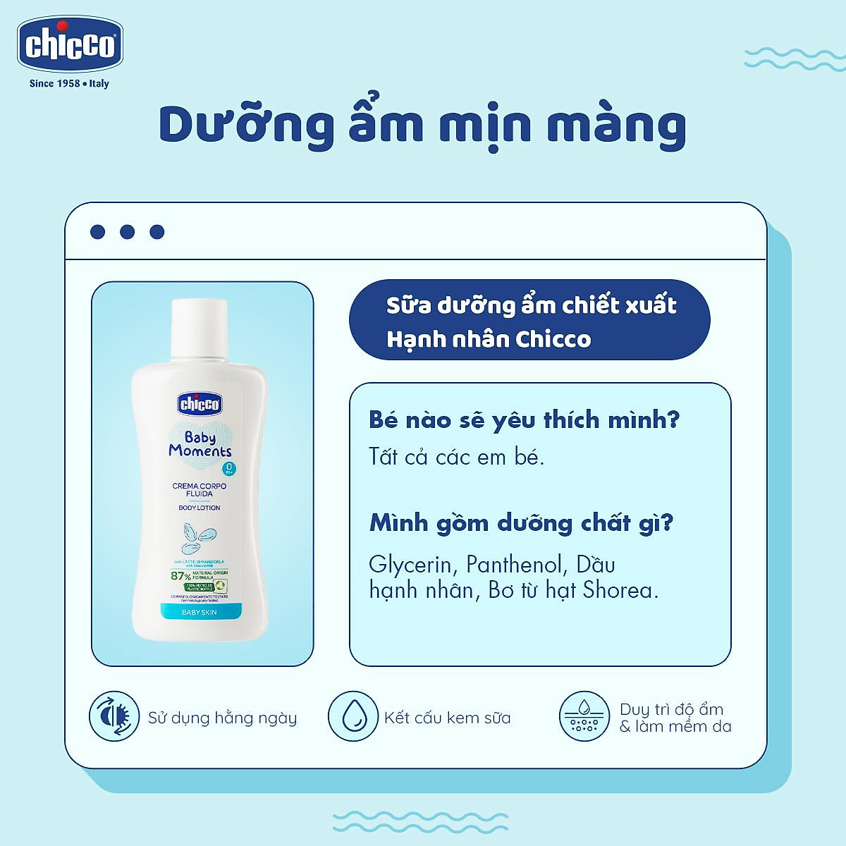 Sữa dưỡng thể chiết xuất Hạnh nhân Chicco 200ml