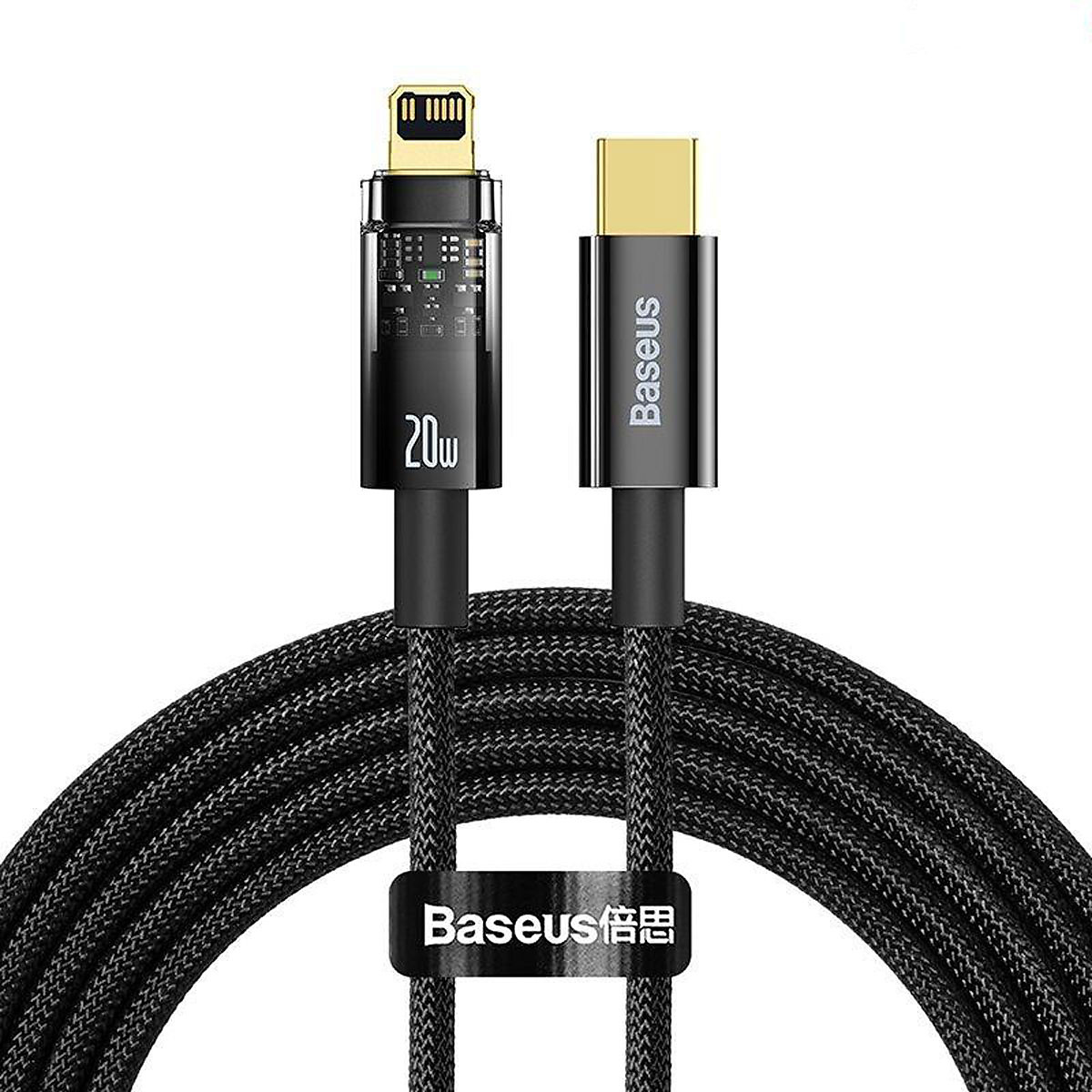 Cáp Sạc nhanh 20W tự ngắt Gen2 có đèn led báo Baseus Explorer Series cho iPhone13,12,11.....8plus/ iPad (Type C to IP Auto Power-Off, PD 20W Fast Charging Data Cable )- Hàng chính hãng