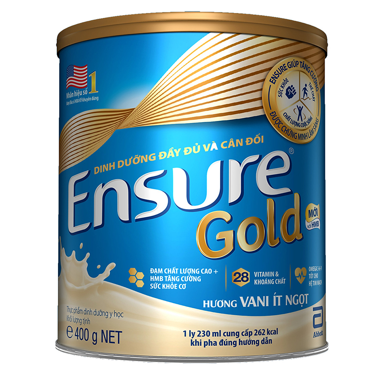 Sữa Bột Abbott Ensure Gold Vani Ít Ngọt 400g