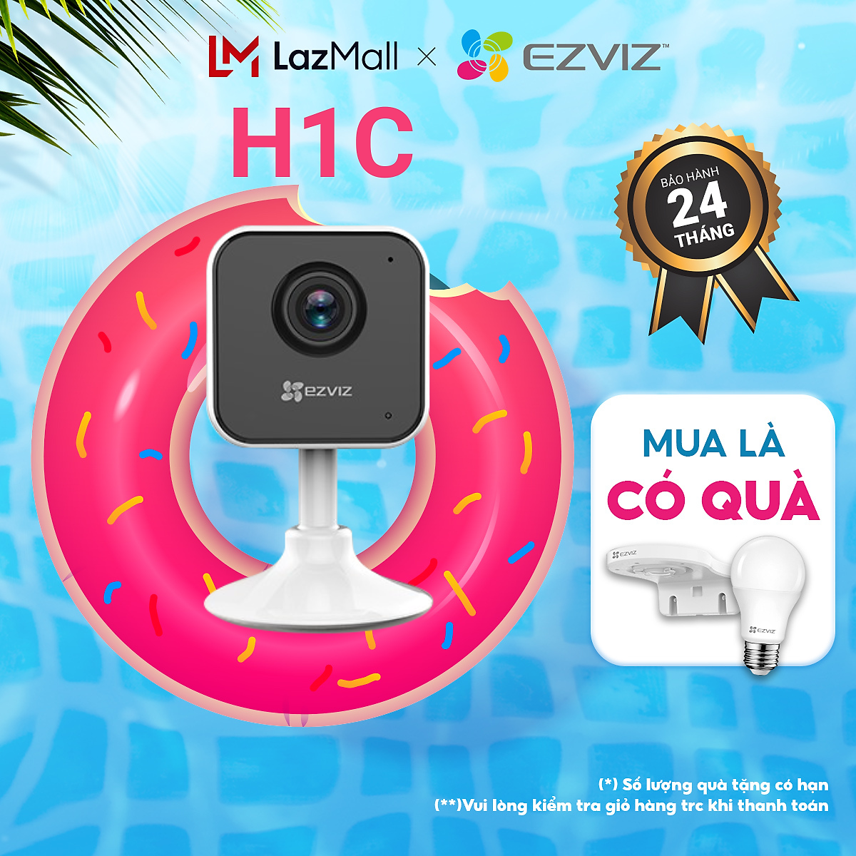 Camera Wi-fi EZVIZ H1C/C1HC Trong Nhà, FHD 1080P, Góc Rộng Cố Định, Đàm Thoại Hai Chiều, Nén Video H265 - Hàng Chính Hãng