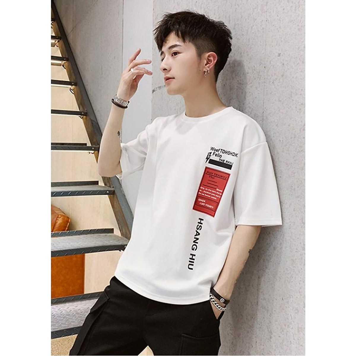 Áo Thun Nam Form Rộng HSANGHIU - Áo thun nam ngắn tay không cổ Áo Thun Nam Form Rộng Hsanghiu - Áo Thun Nam Ngắn Tay Không Cổ