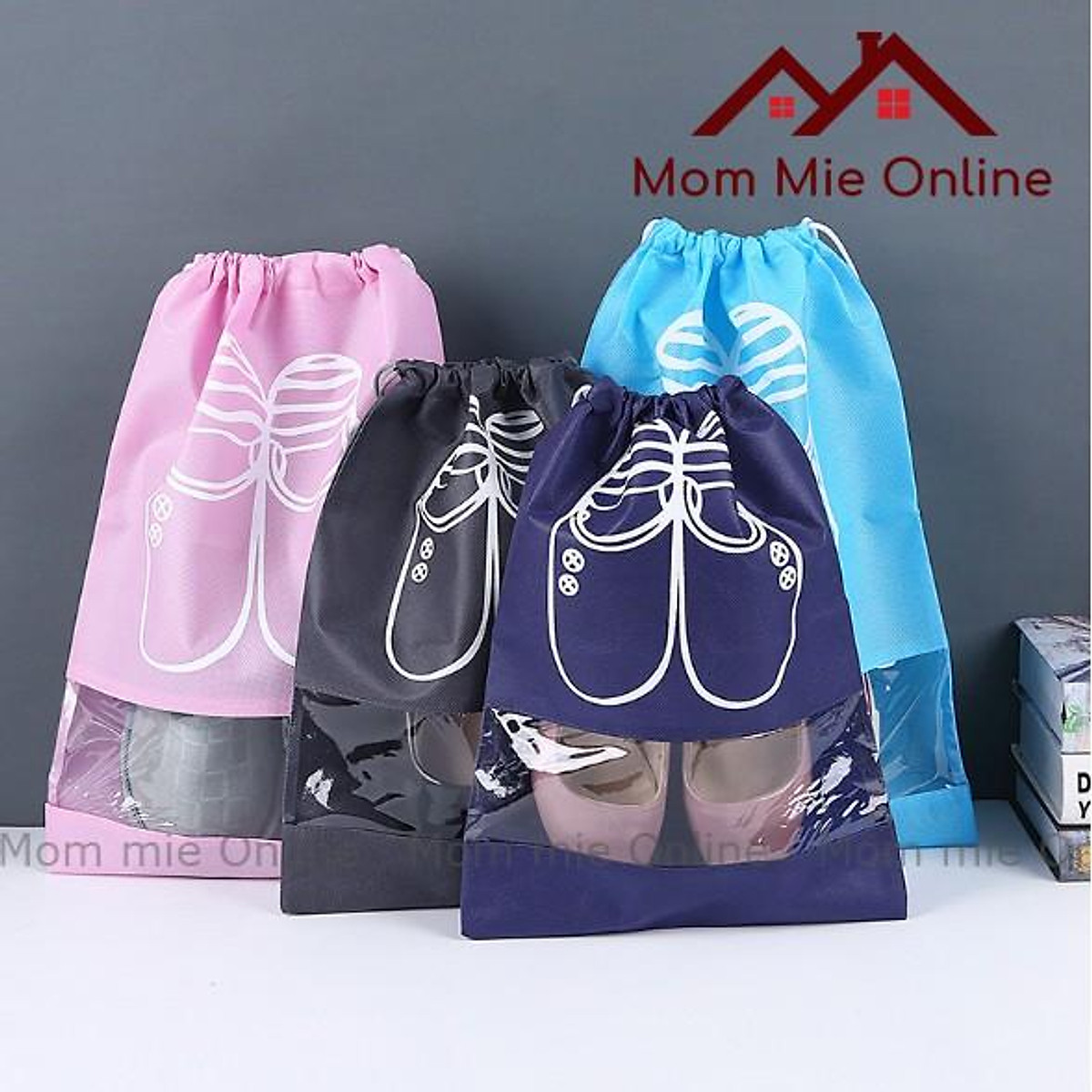 Túi đựng giày có dây rút, vải không dệt chống thấm - J187