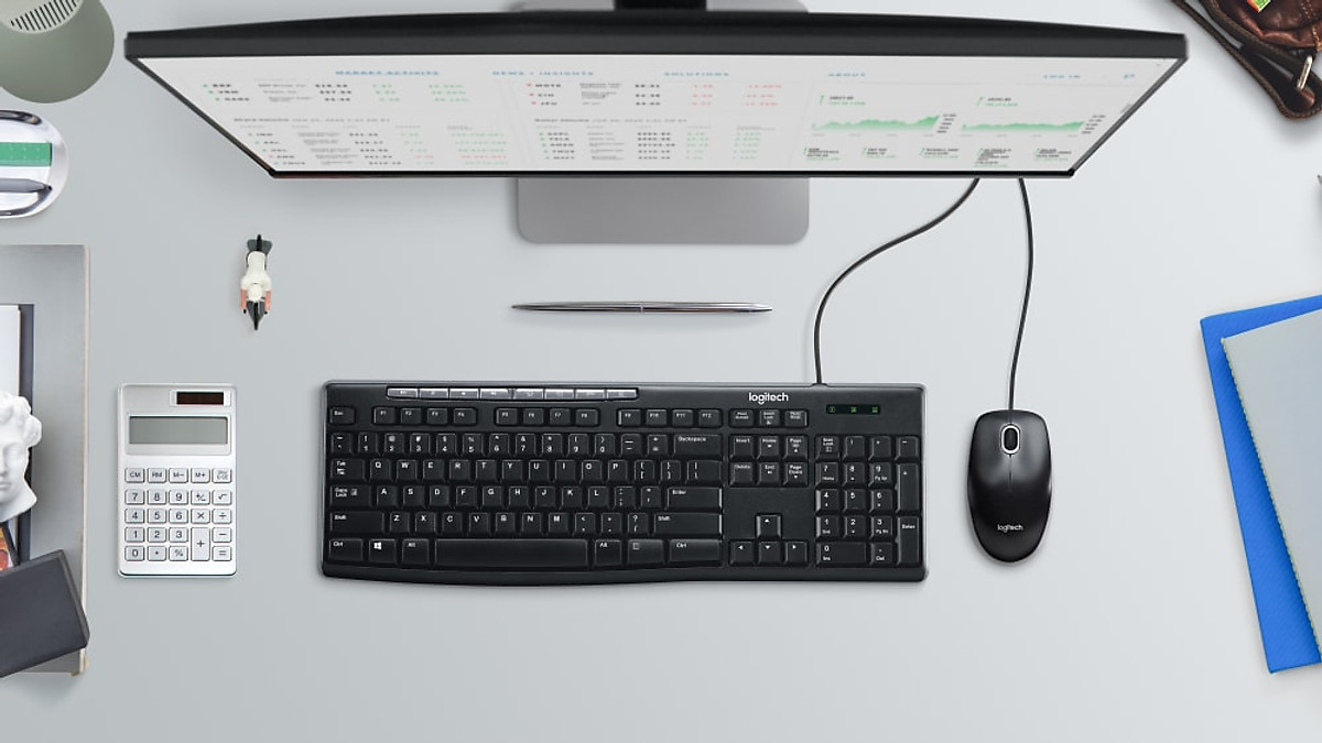 Combo chuột phím có dây Logitech MK200 - Thiết kế mỏng, chống tràn, bền bỉ - Hàng chính hãng