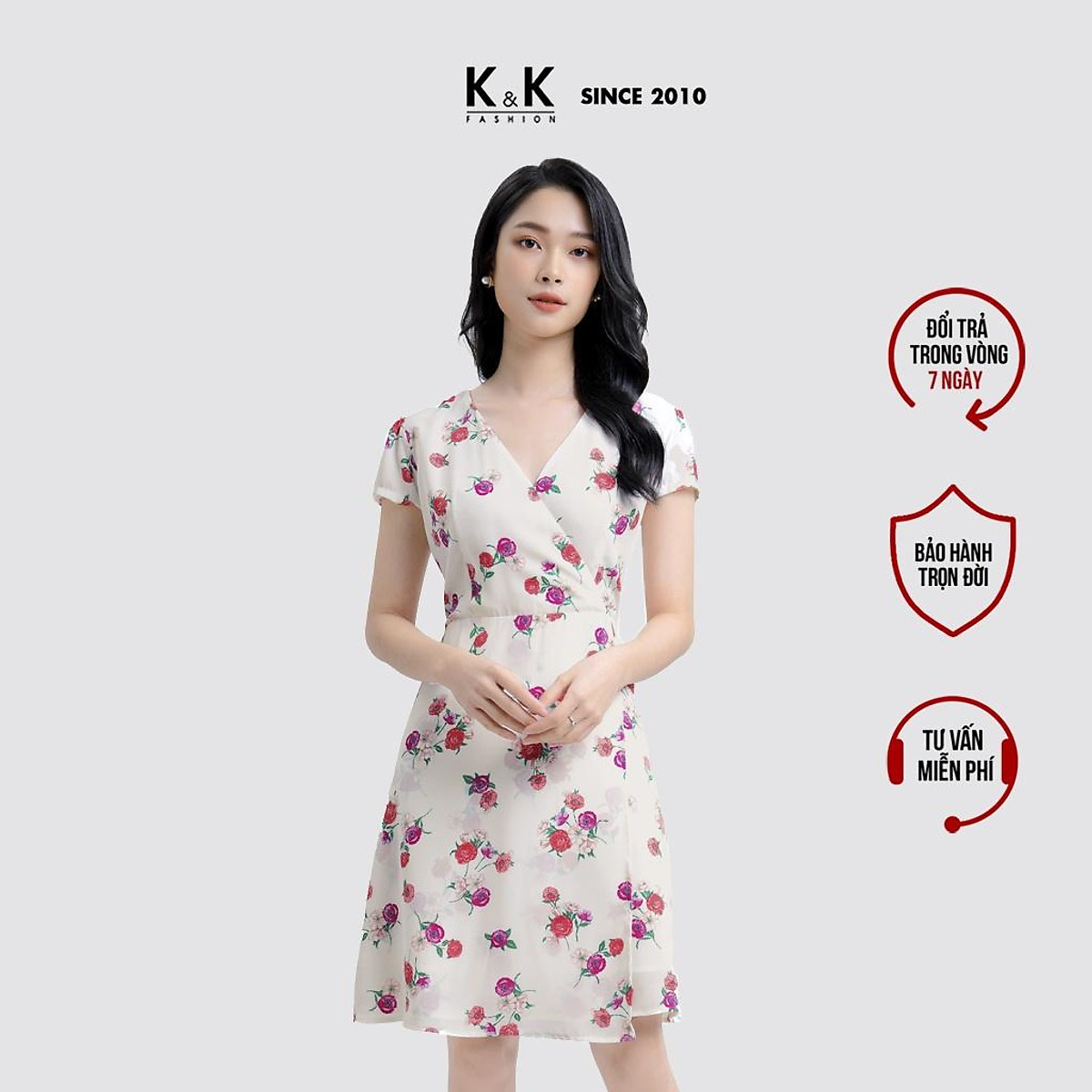 Mua Đầm Hoa Dáng Chữ A K&K Fashion KK107-04 Chất Liệu Châu Toan