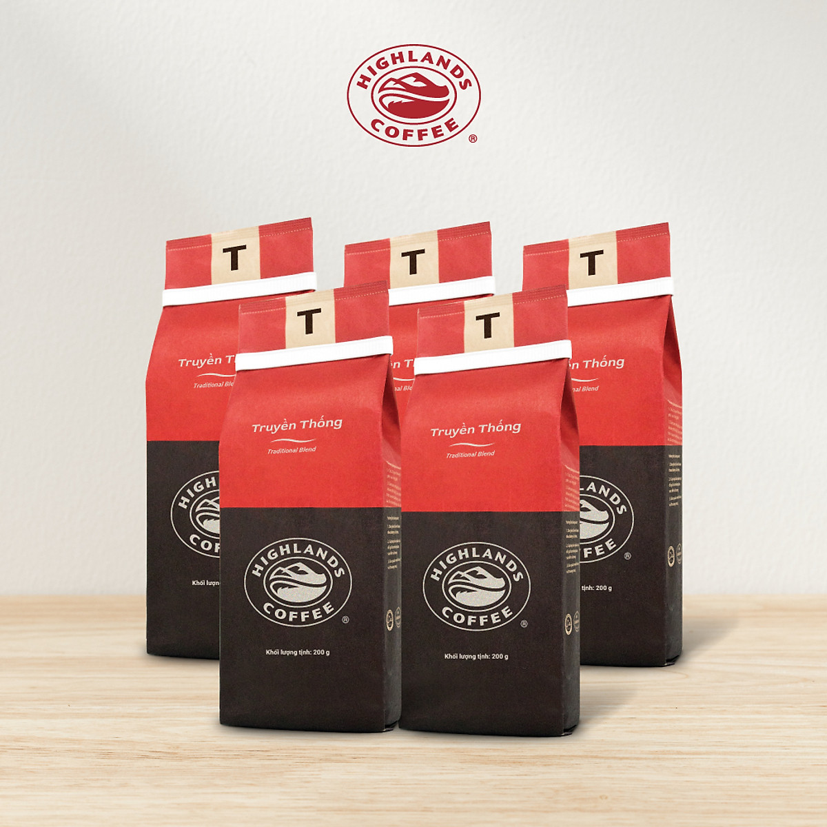 Combo 5 gói Cà Phê Rang Xay Truyền Thống Highlands Coffee (200g)