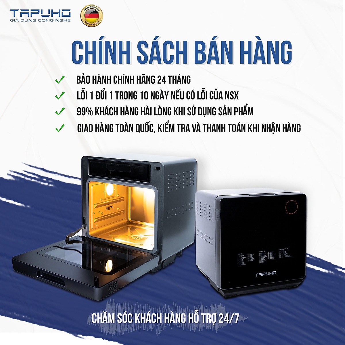 Nồi chiên hơi nước cao cấp TAPUHO TSF16 - Thương hiệu Đức - 2.800w - 16 lít - BH 2 năm