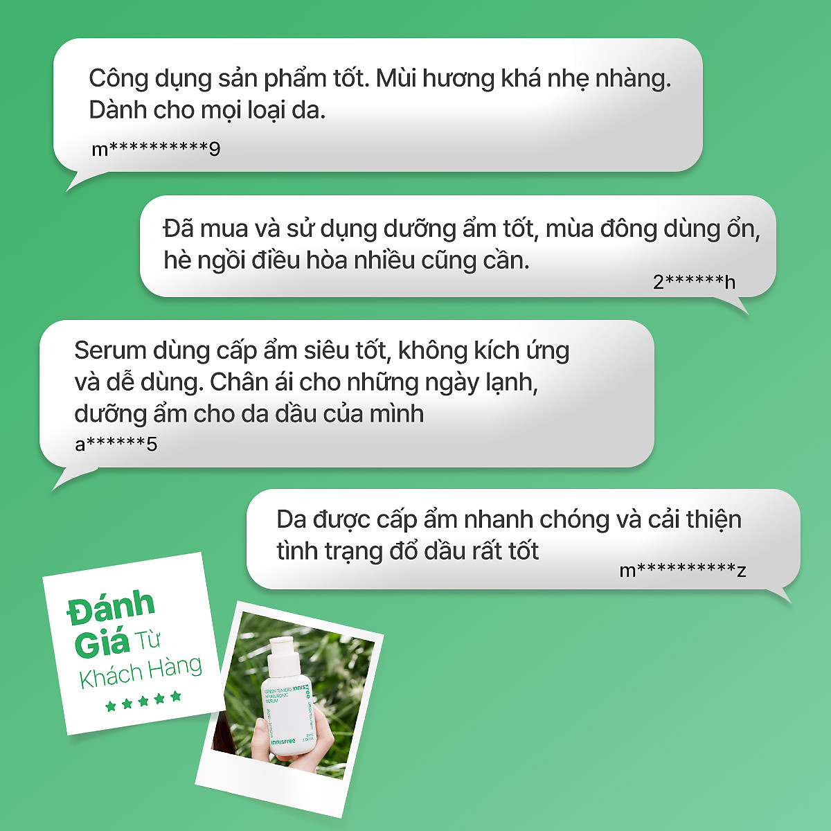 Tinh chất innisfree Green Tea Seed Hyaluronic Serum 2023 Nano 5 loại HA cấp nước tức thì cho da 80mL