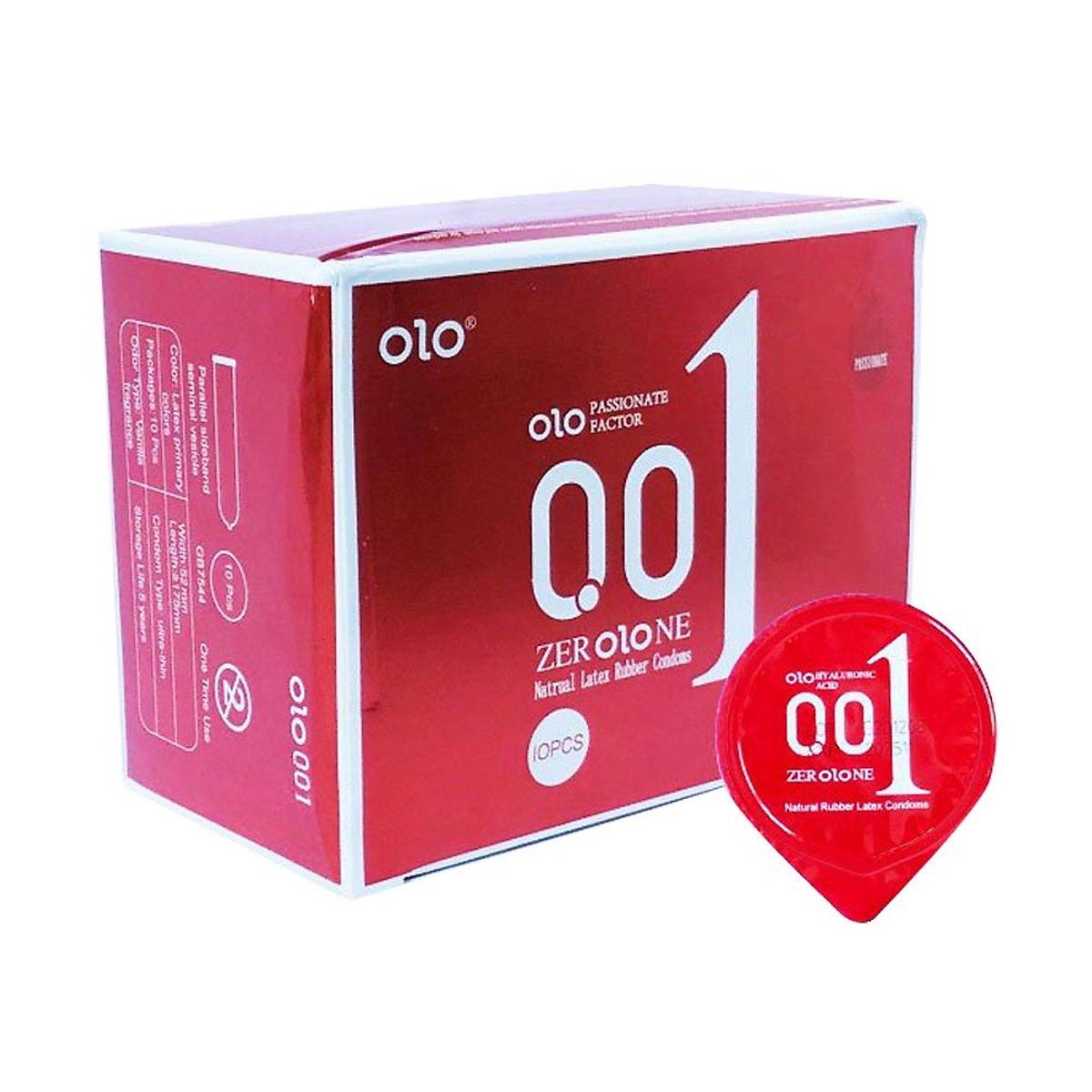 Bao cao su OLO 0.01 Đỏ siêu mỏng, nóng ấm - Hộp 10 cái