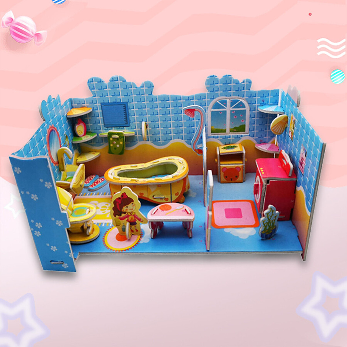Mua Gotoamei 3D DIY Puzzle Castle Model Cartoon House Assembling Paper Toy Kid Early Learning Mua Gotoamei 3D DIY Puzzle Castle Model Cartoon House Assembling Paper Toy Kid Early Learning