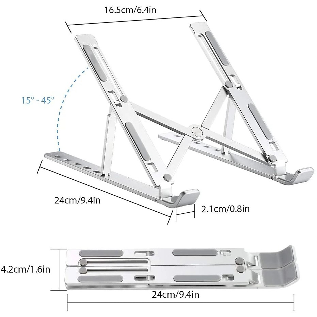 Giá Đỡ Laptop Nhôm Gấp Gọn, Laptop Stand Dùng Cho Máy Từ 11~17 inch, Có Thể Điều Chỉnh Nhiều Mức Độ Cao, Chất Liệu Hợp Kim Nhôm Cao Cấp