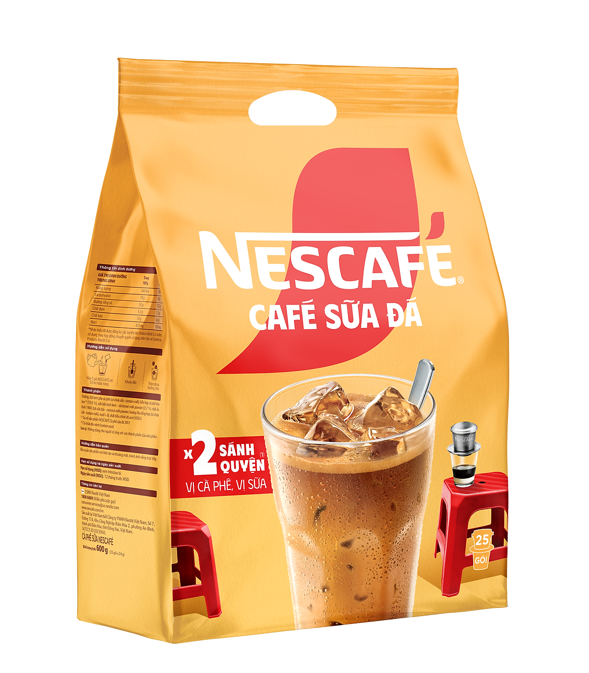 Cà phê hòa tan Nescafé 3in1 Cà Phê Sữa Đá 600G ( Bịch 25 Gói x 24g )