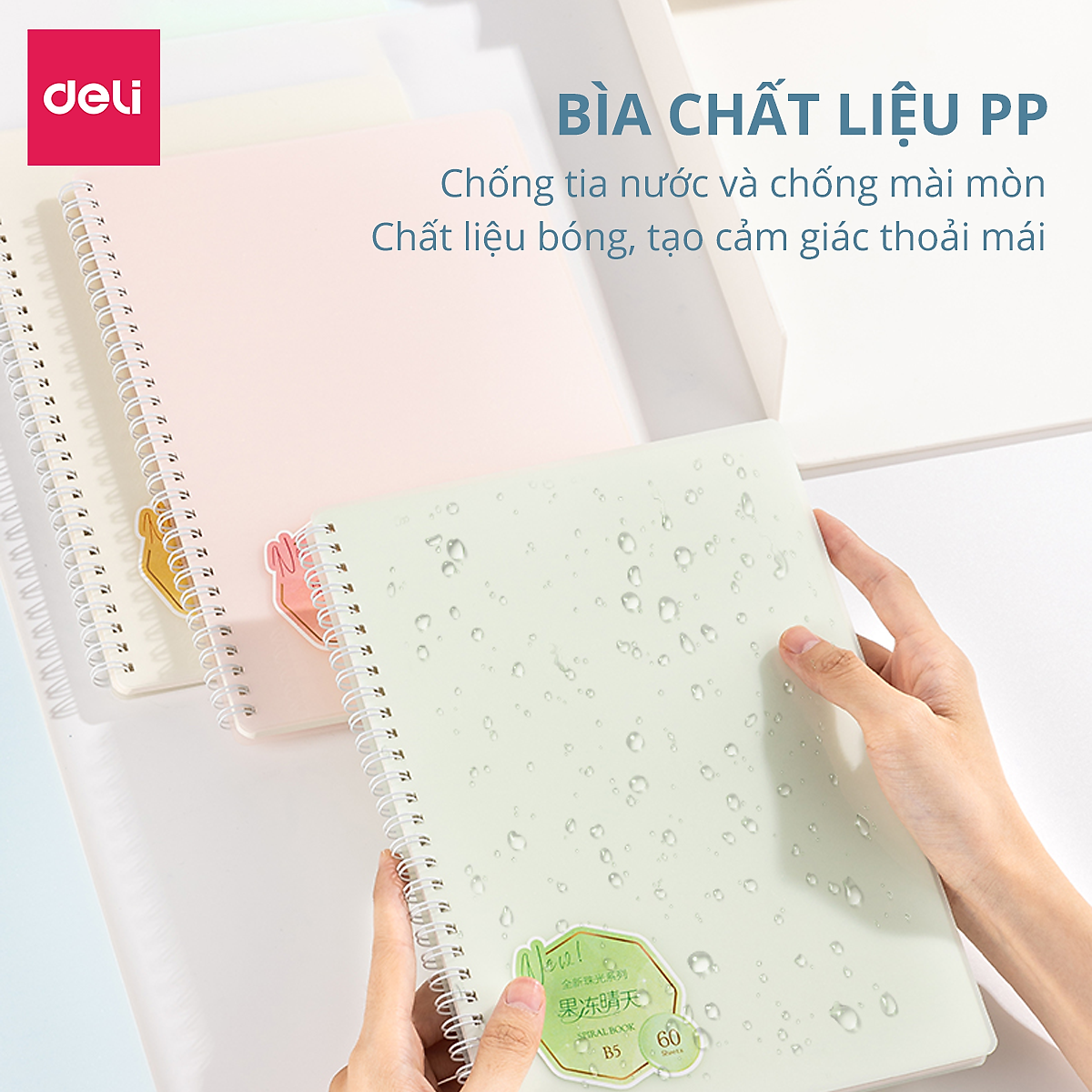 Sổ Tay Ghi Chép Lò Xo Bìa Nhựa A5 / B5 120 Trang 100 Trang 80 Gsm Kẻ Ngang Màu Pastel Deli - Phù Hợp Làm Sổ Kế Hoạch, Sổ Nhật Kí, Tập Vở Ghi Chép - QLPA560 QLPB560 VLPA550 VLPB550