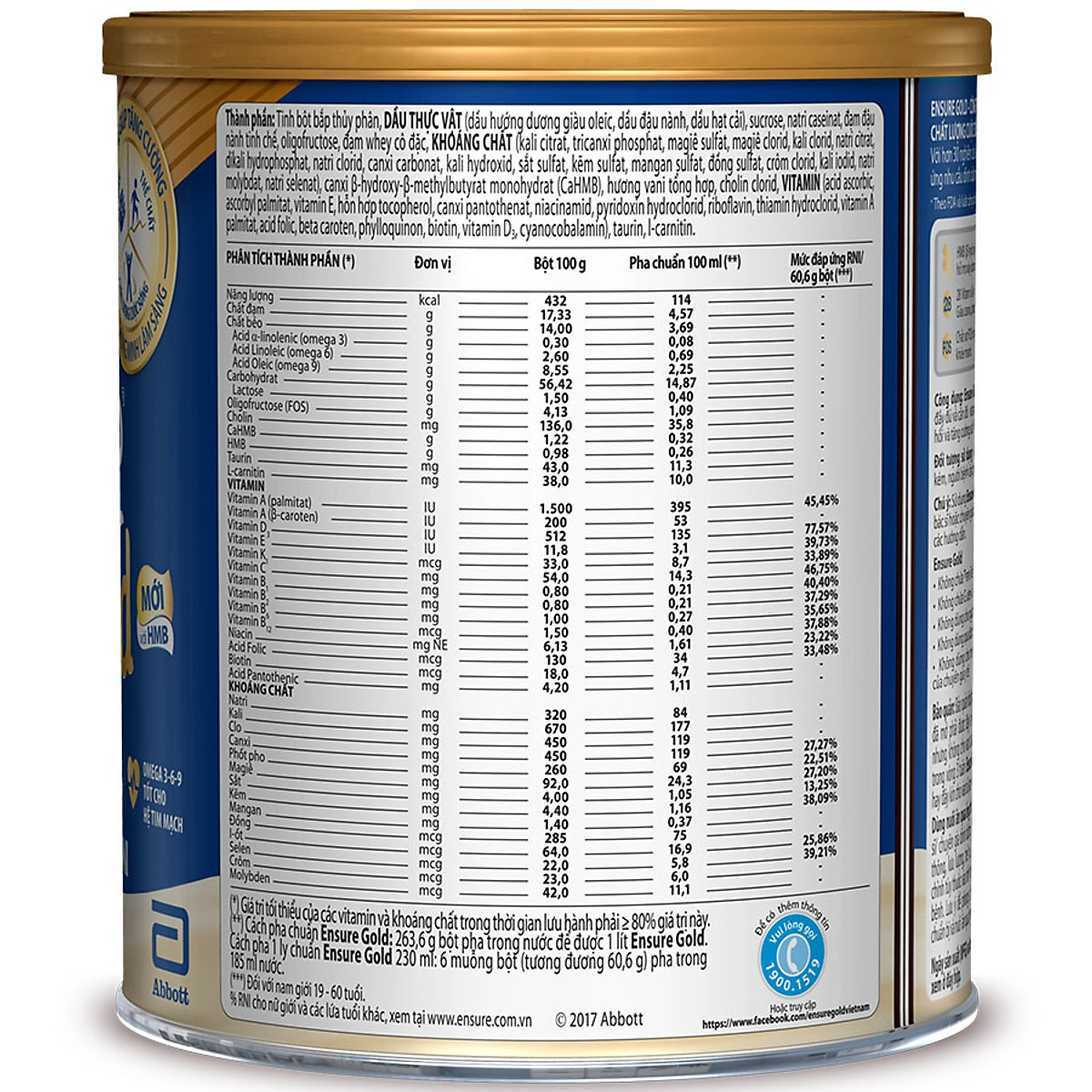 Sữa Bột Abbott Ensure Gold Vani 400g