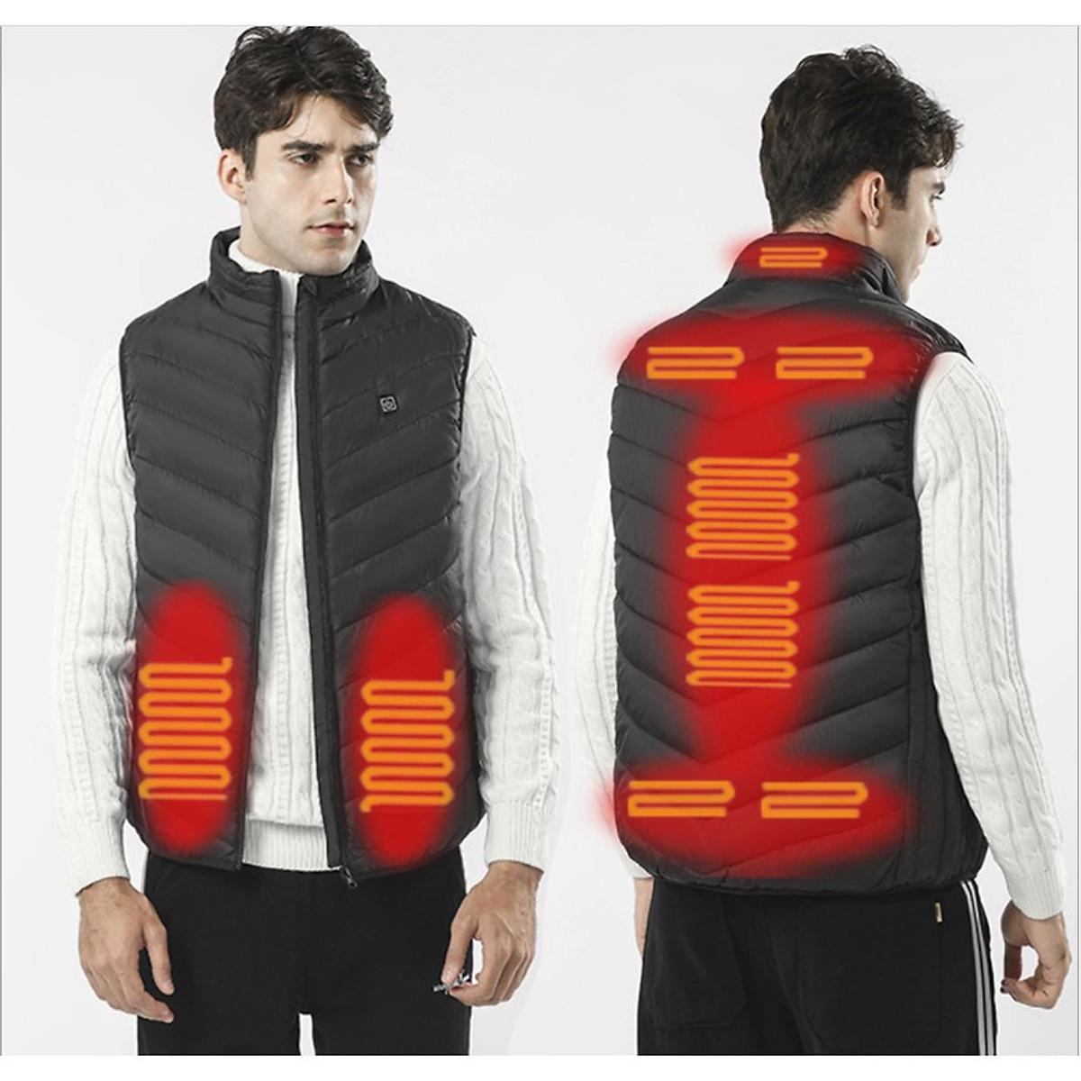 Áo khoác nam sưởi ấm bằng điện - Áo sưởi điện, áo khoác 3 lỗ tạo nhiệt giữ ấm siêu nhẹ