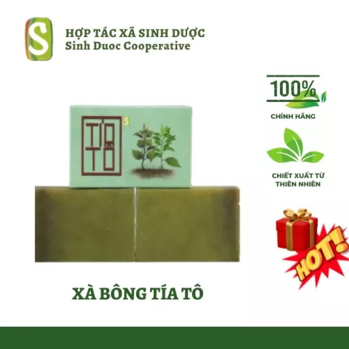 Bánh Xà bông Sinh Dược Tía tô 100 gram mùi hương nhu thơm nhẹ dễ chịu, kèm túi lưới tạo bọt