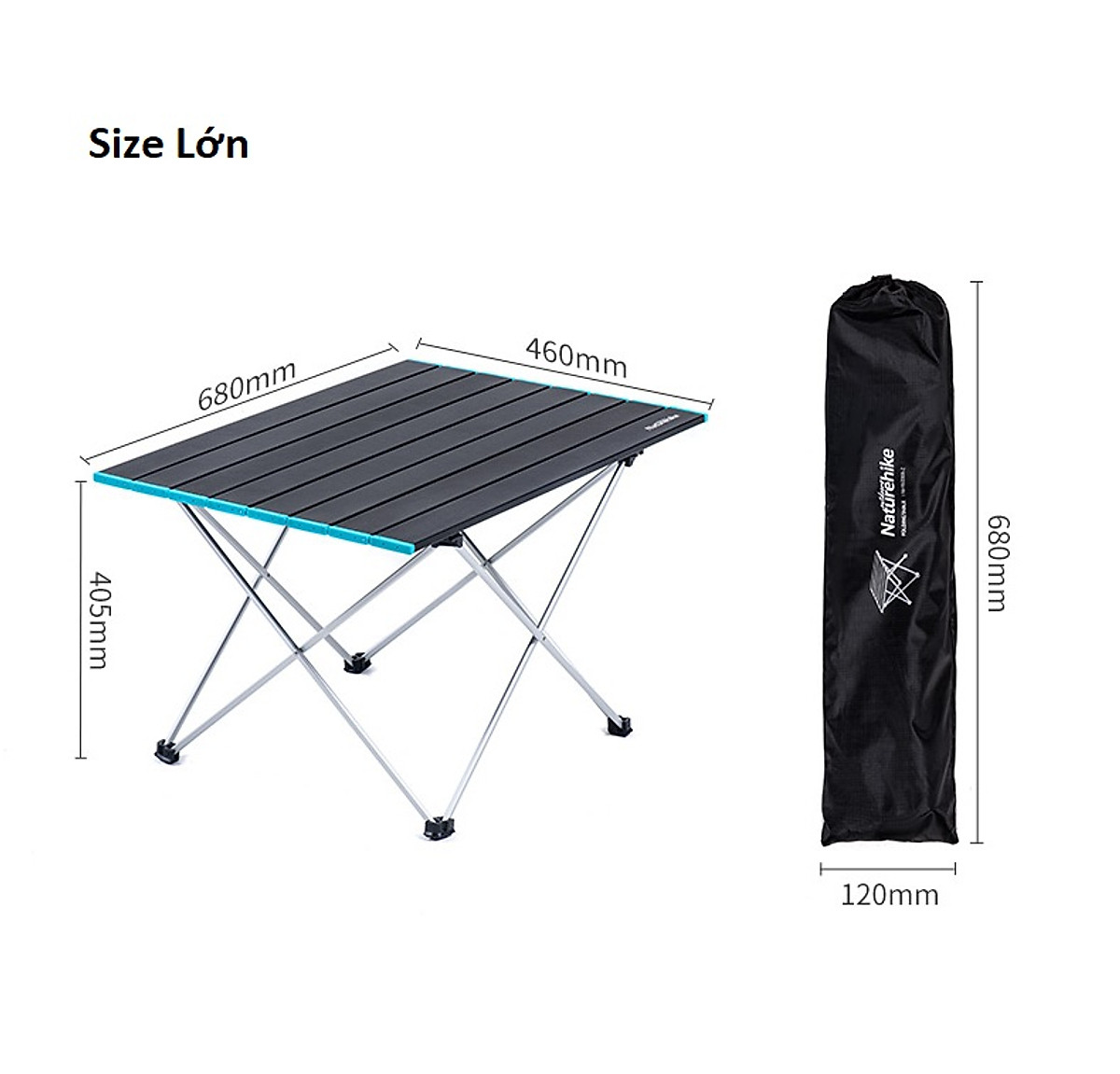 Bàn Dã Ngoại Gấp Gọn HỢP KIM NHÔM Naturehike NH19Z008-Z Siêu Nhẹ Size Lớn