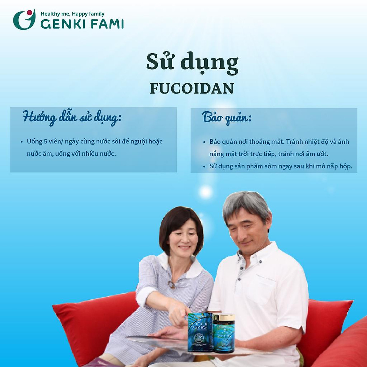 Fucoidan Genki Fami Nhật Bản, Tăng Cường Đề Kháng, Miễn Dịch, Hỗ Trợ Ngăn Ngừa Ung Bướu Hộp 150 viên