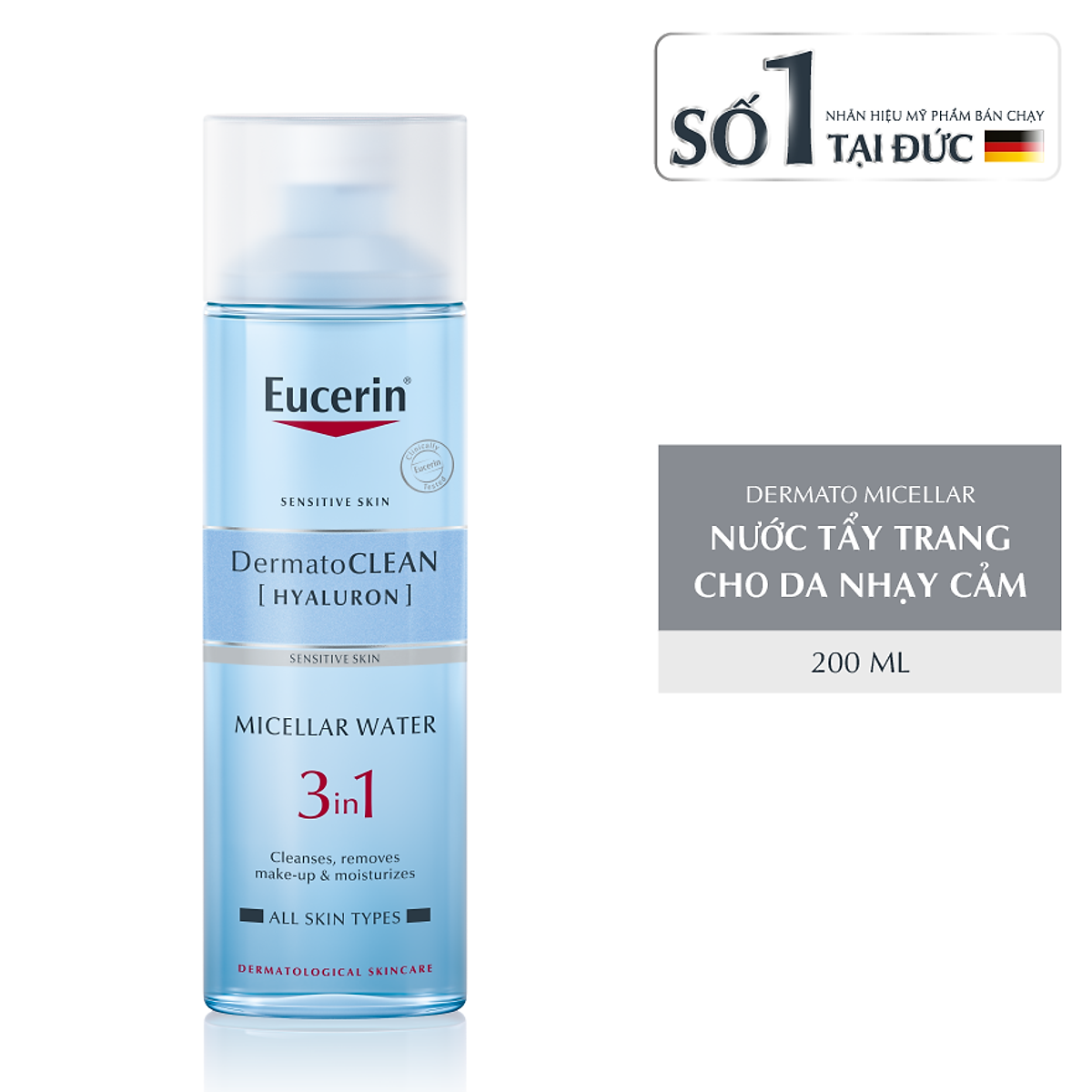 Tẩy Trang 3in1 Eucerin Dermato Clean Micellar Cleansing Fluid (200ml) KBM01