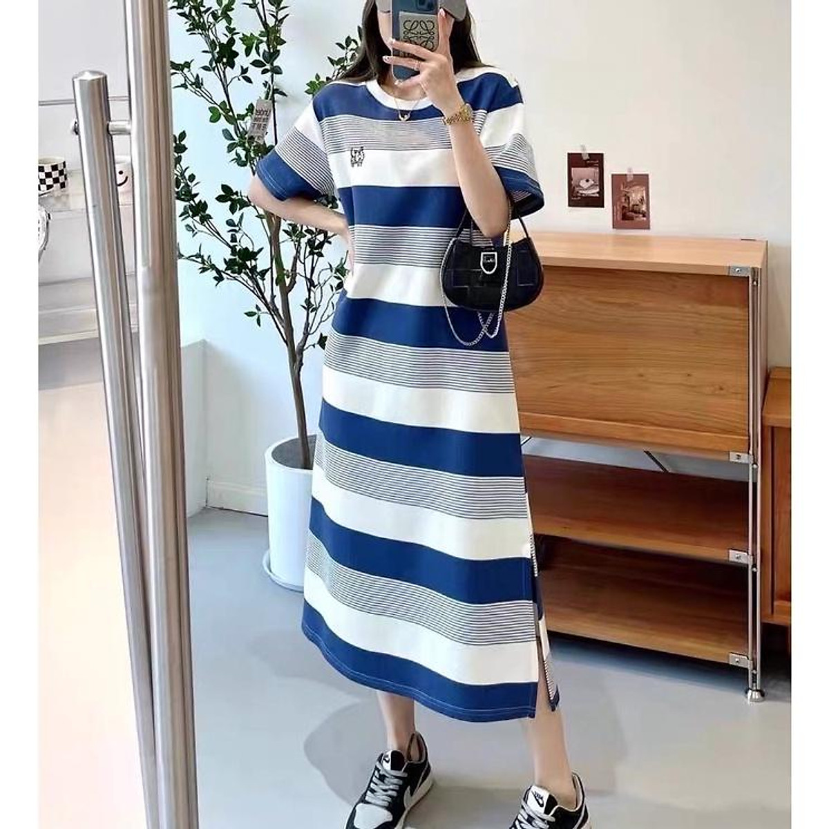 Váy Len Dáng Suông Cổ Tròn Váy Len Xếp Ly Màu Xanh Coban Trắng  Shopee  Việt Nam