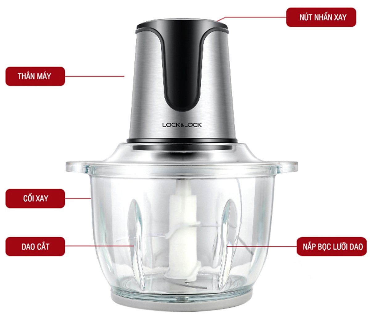 Máy Xay Thịt 2 Lưỡi Dao Kép Lock&Lock EJM171 (2 Lít - 300W) - Hàng Chính Hãng